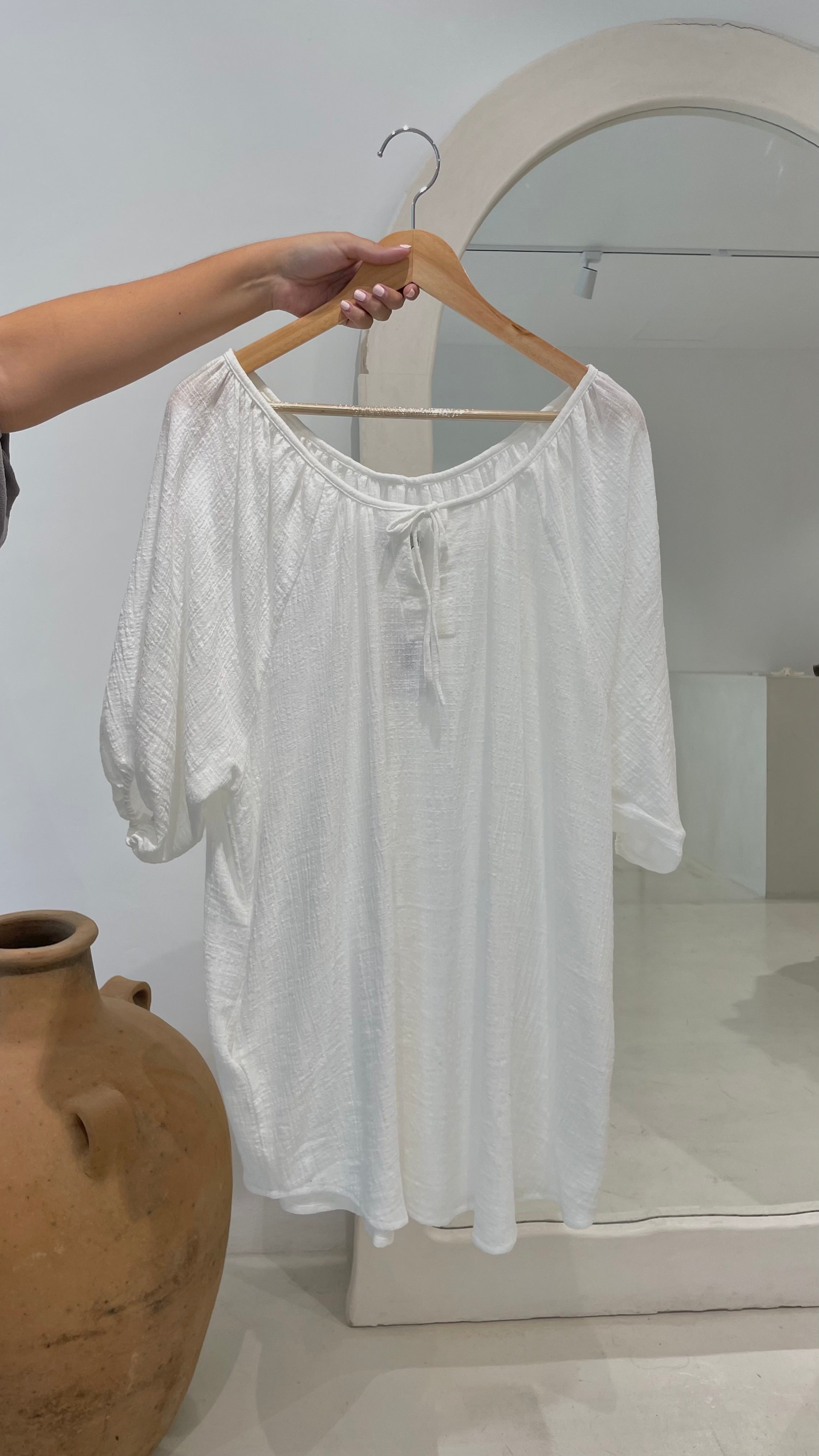 Vestido Galena Wash Cotton White Playa