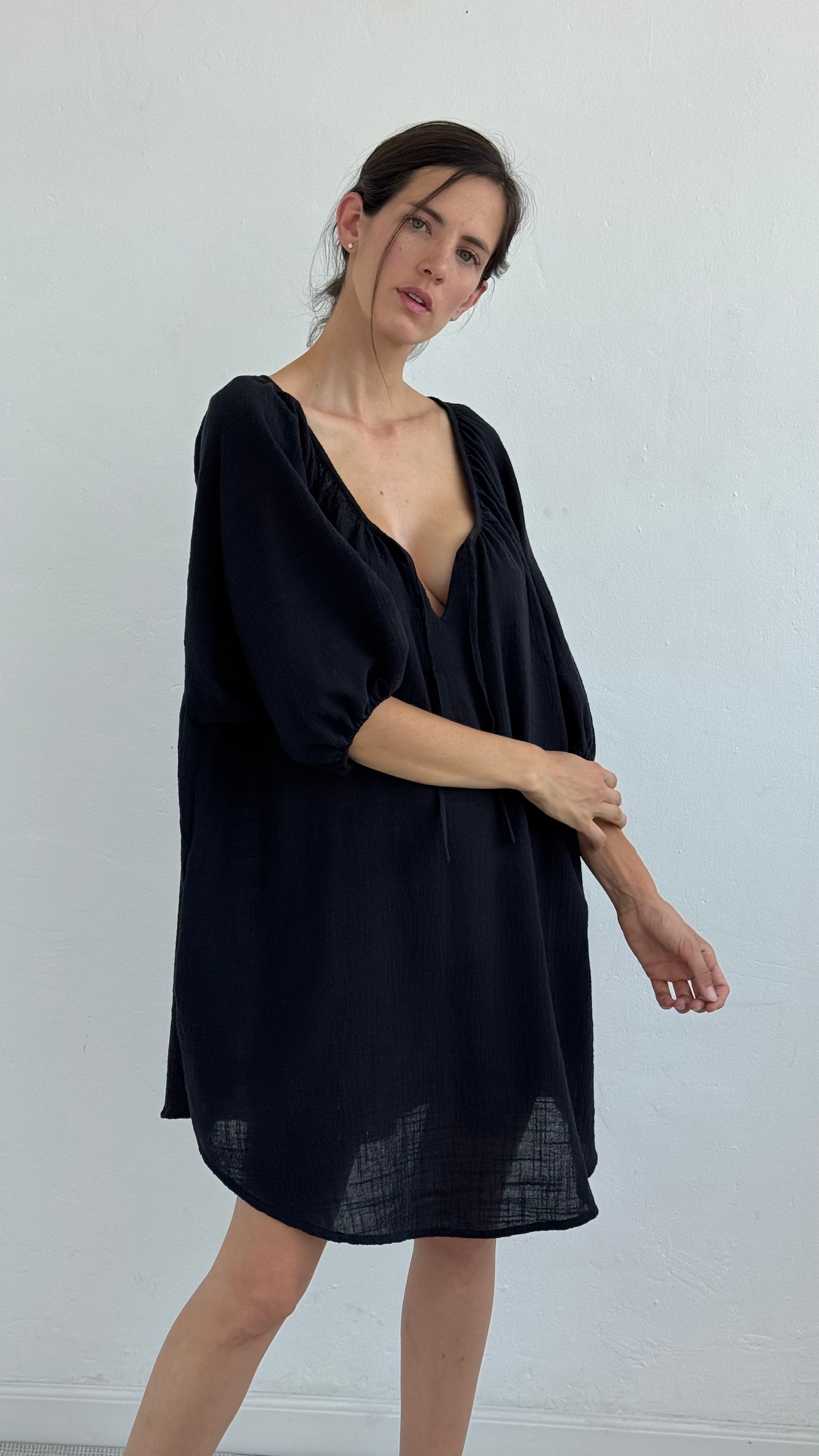 Vestido Galena Wash Cotton Black Playa