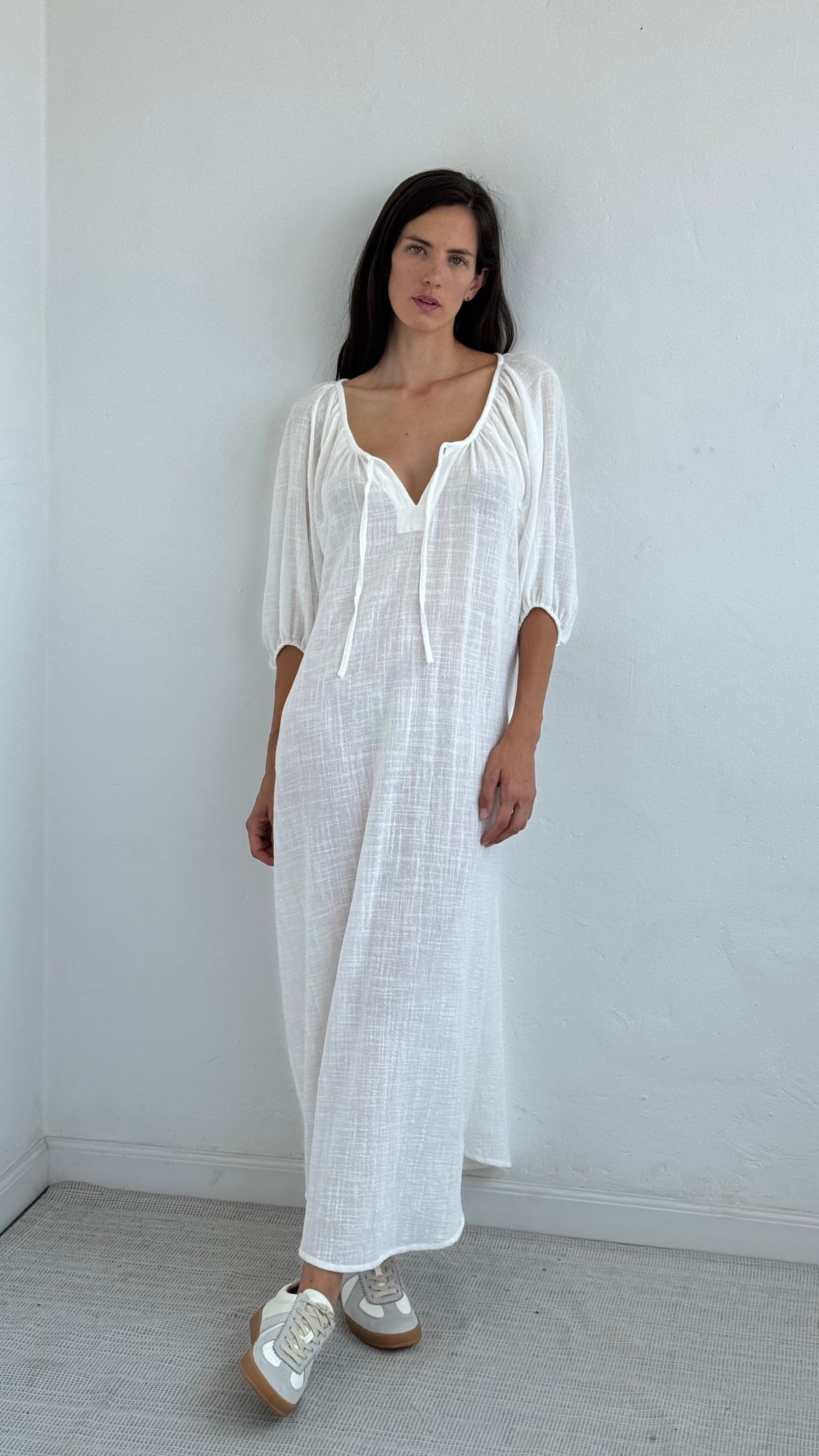 Maxi Vestido Galena  Wash White Playa