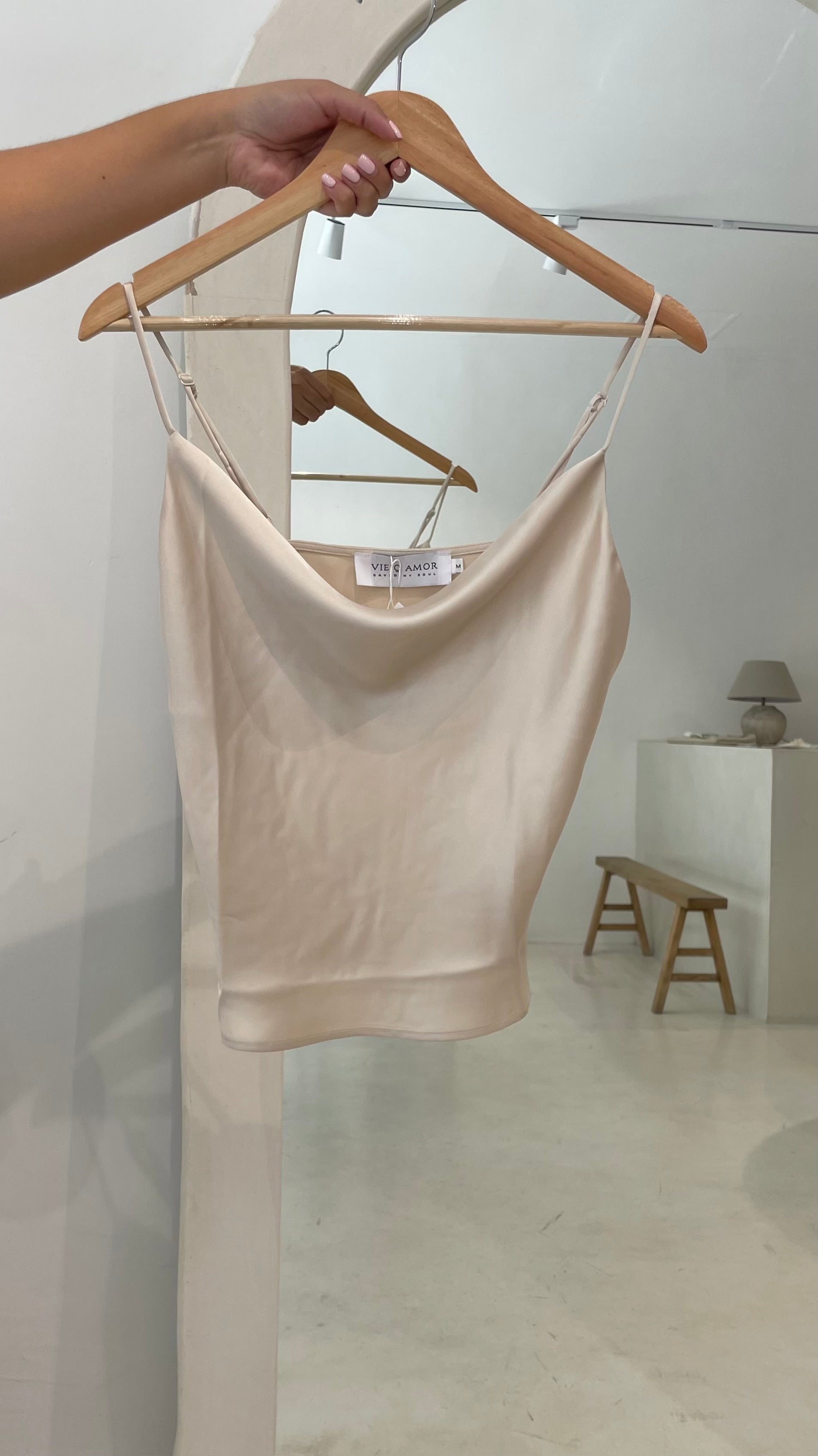 Top satinado Perla playa