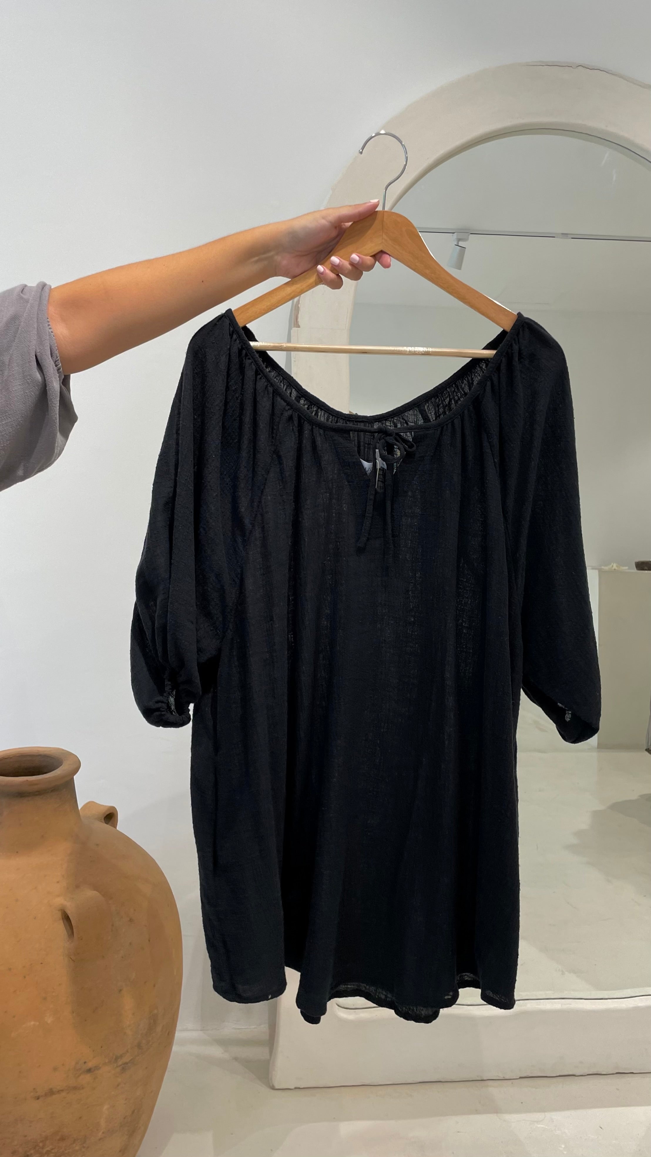Vestido Galena Wash Cotton Black Playa