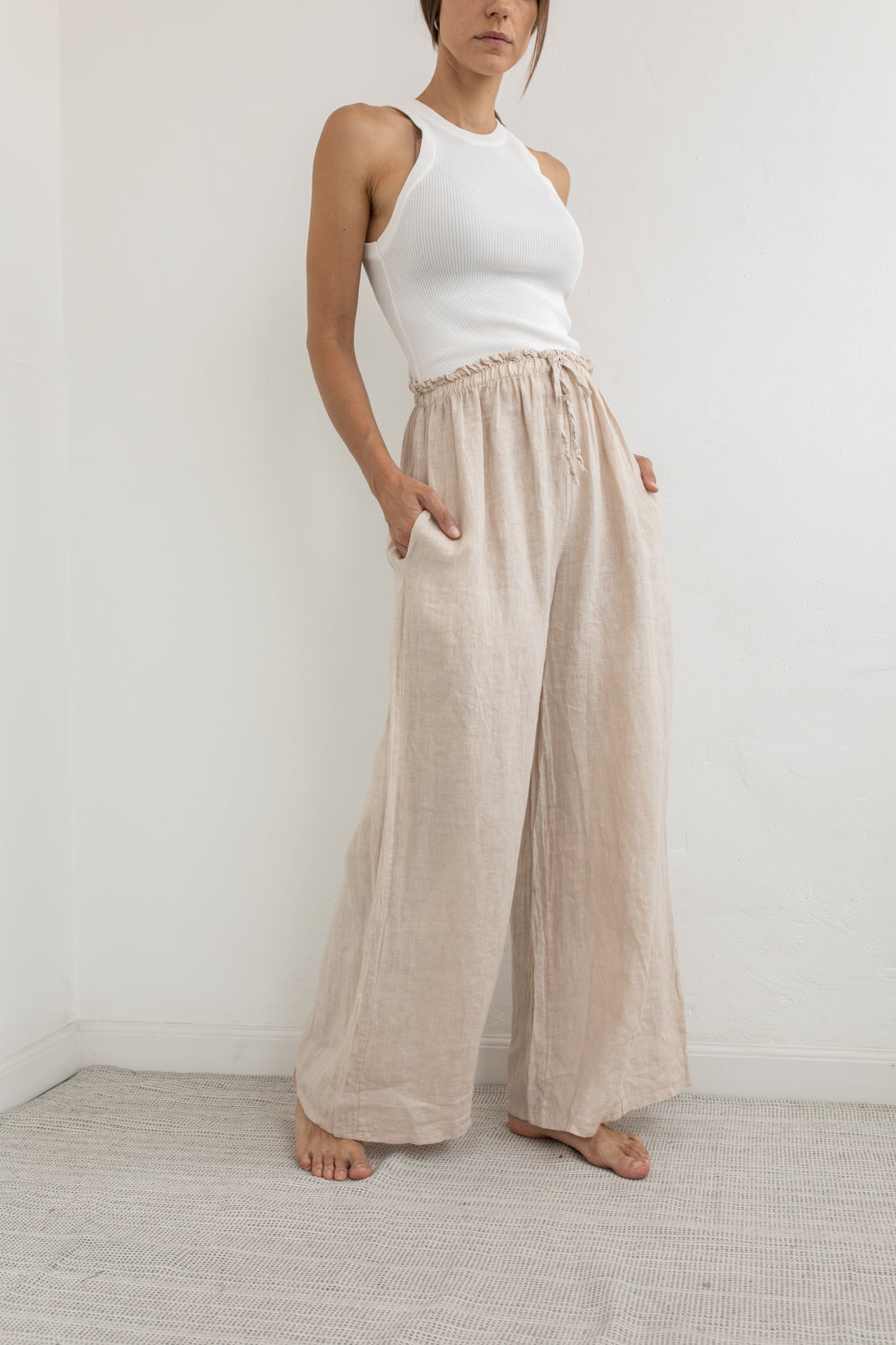 Pantalones Lino Gala Beige
