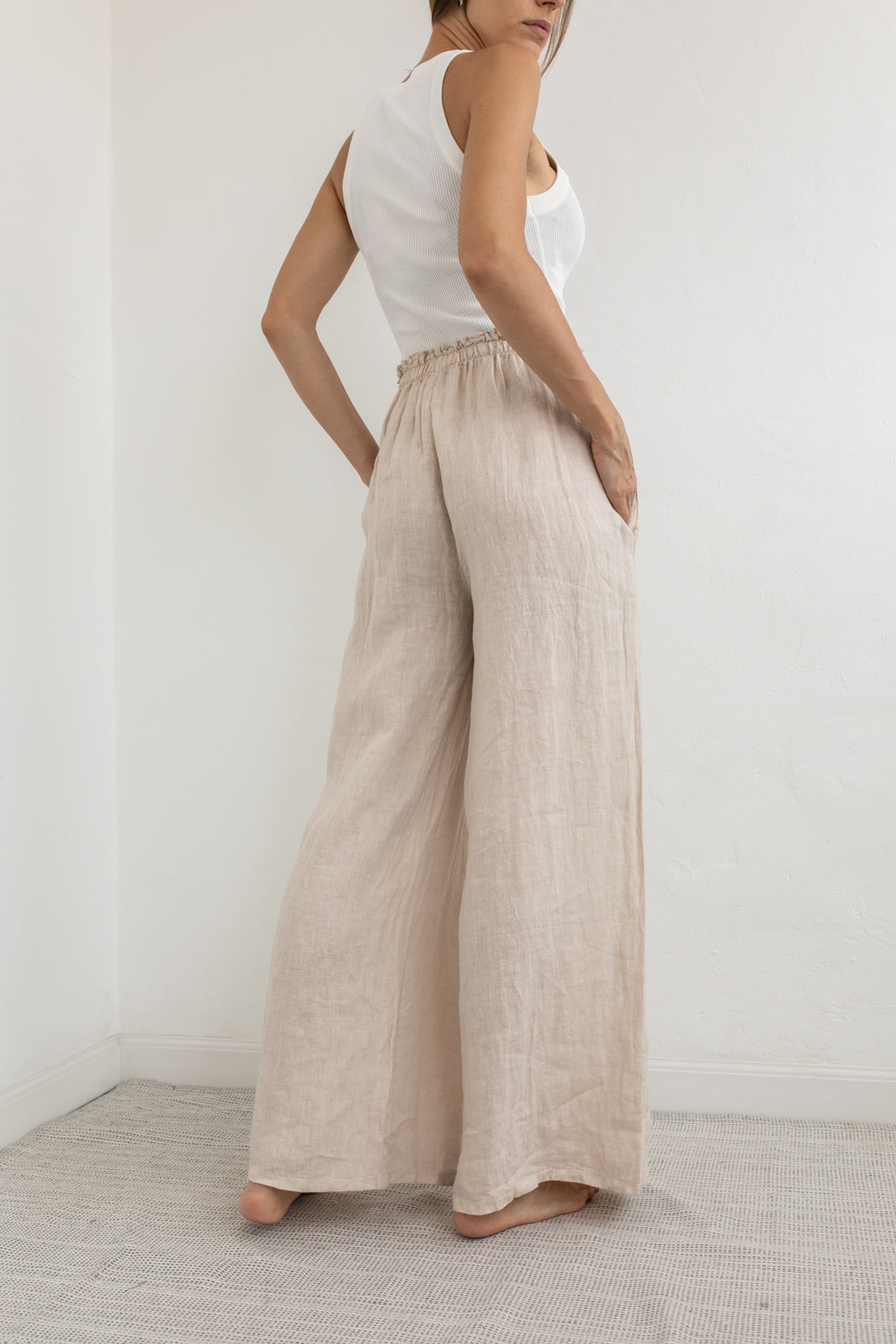 Pantalones Lino Gala Beige