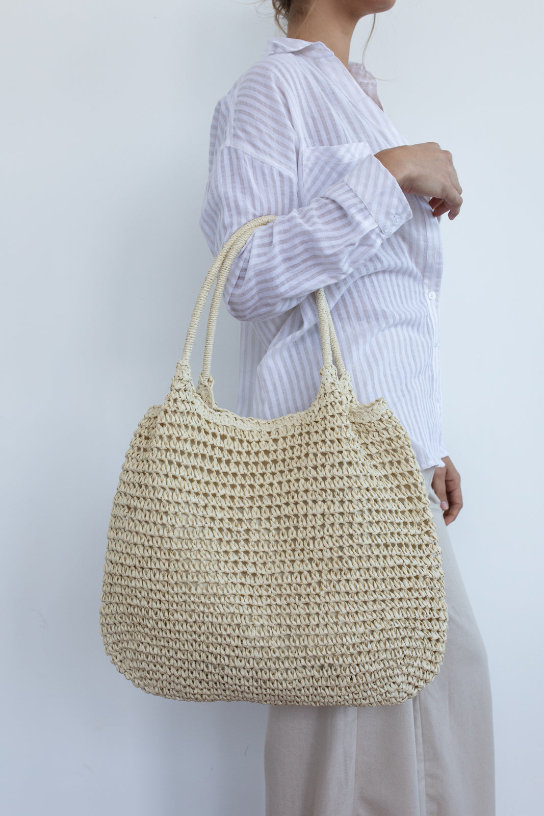 Bolso tote trenzado Ivory