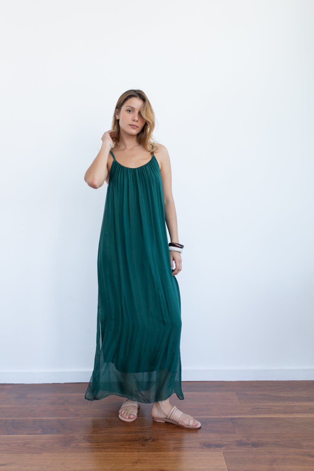 Maxi Dress seda Forest Green