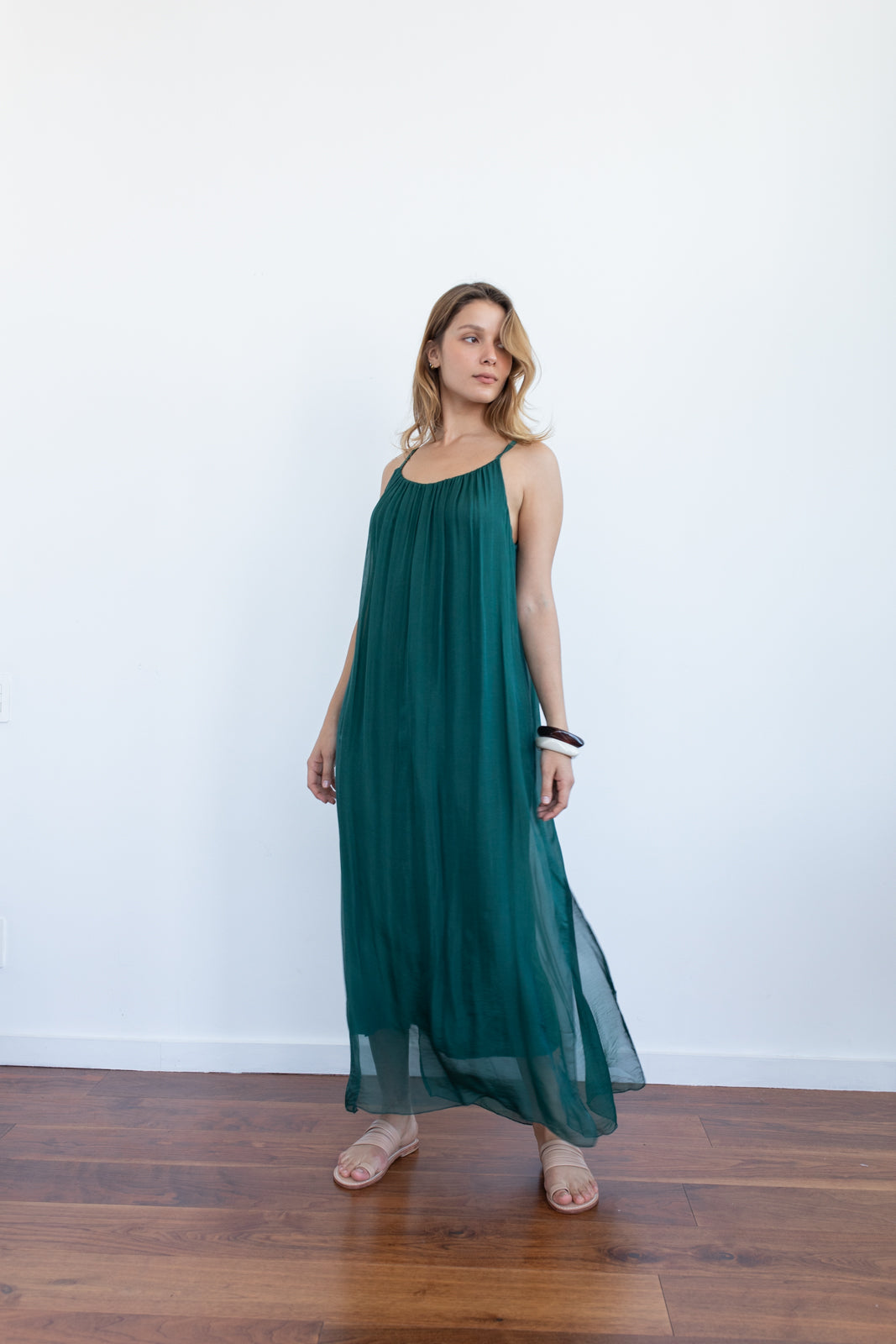 Maxi Dress seda Forest Green