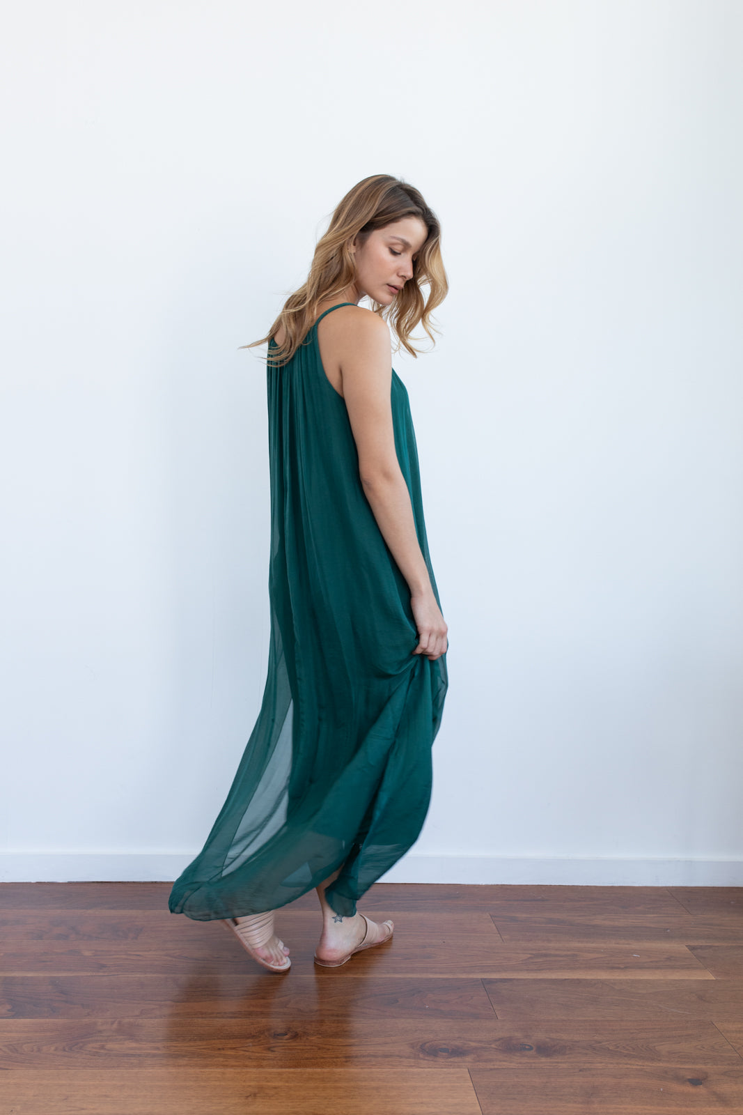 Maxi Dress seda Forest Green