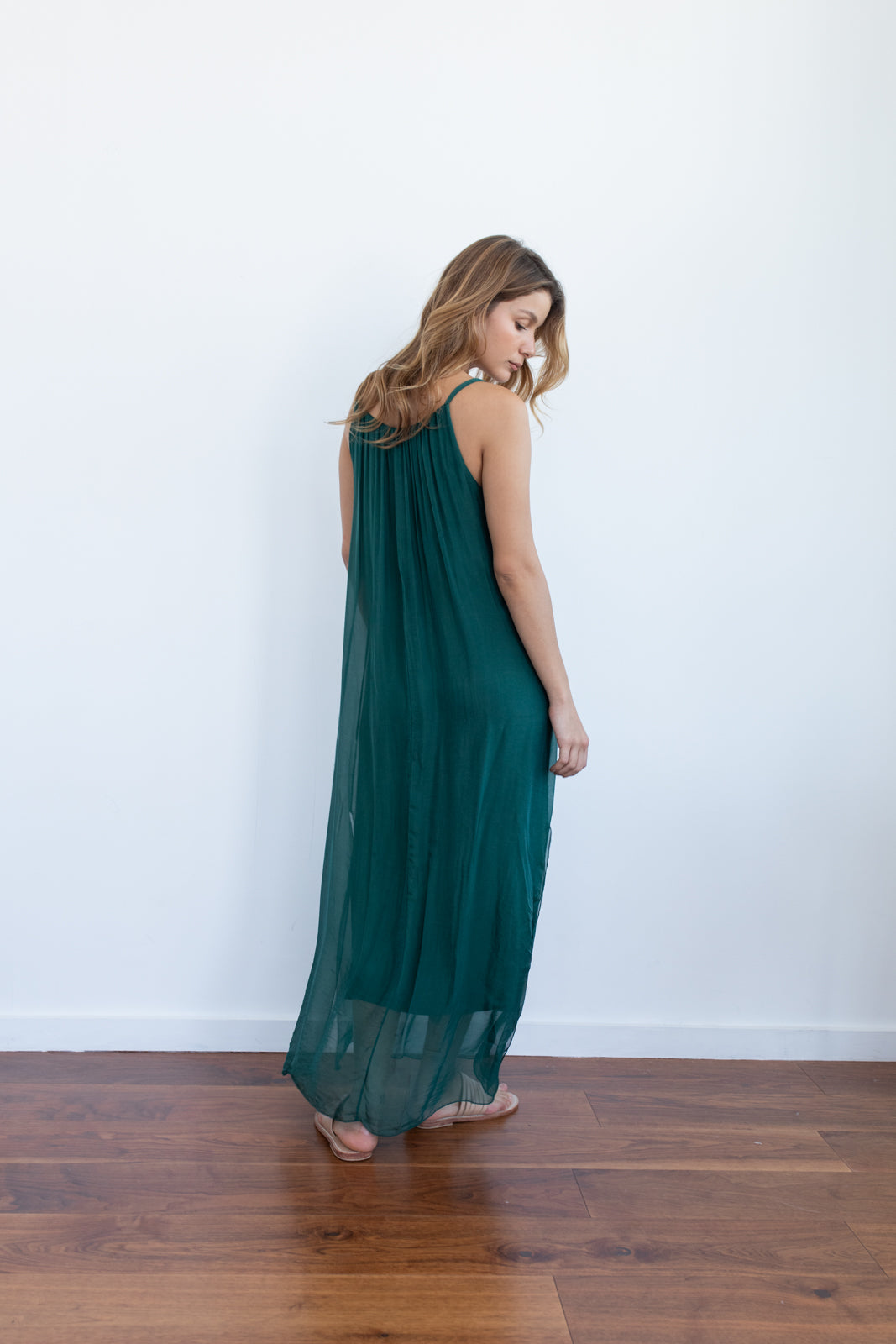 Maxi Dress seda Forest Green