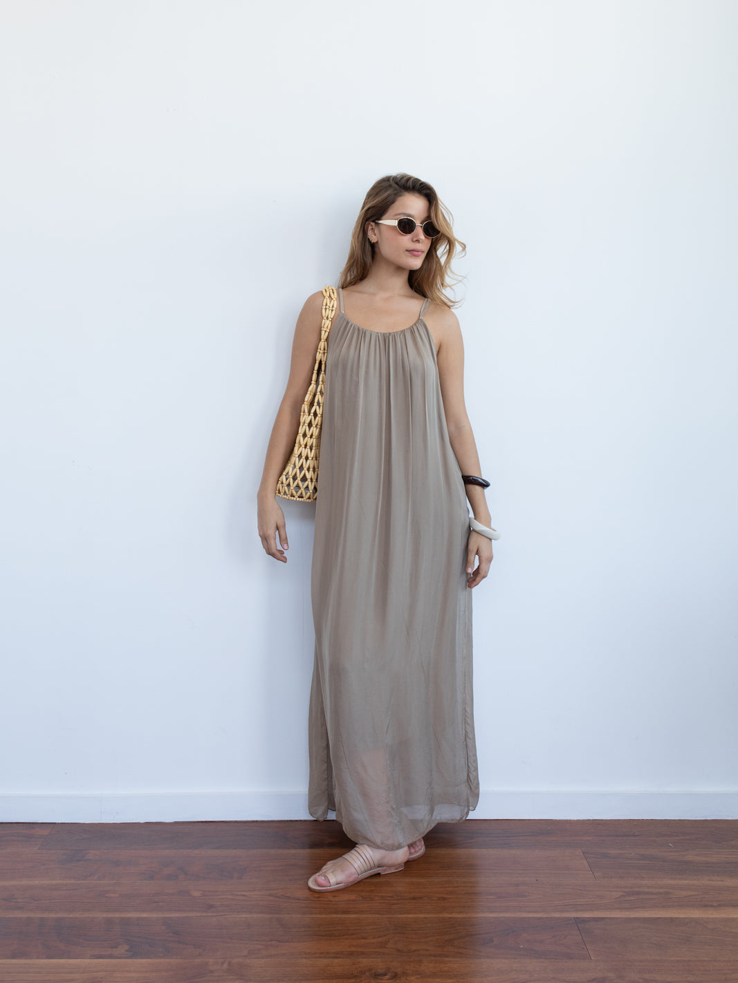 Maxi dress seda gold