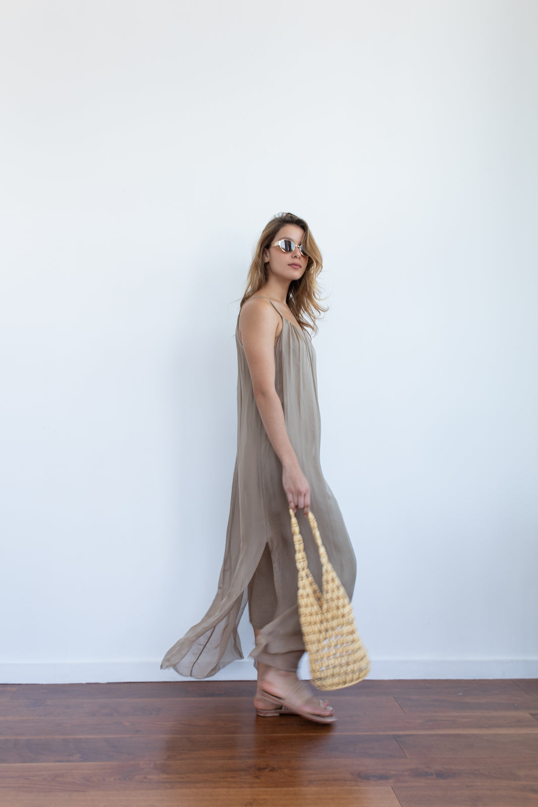 Maxi dress seda gold