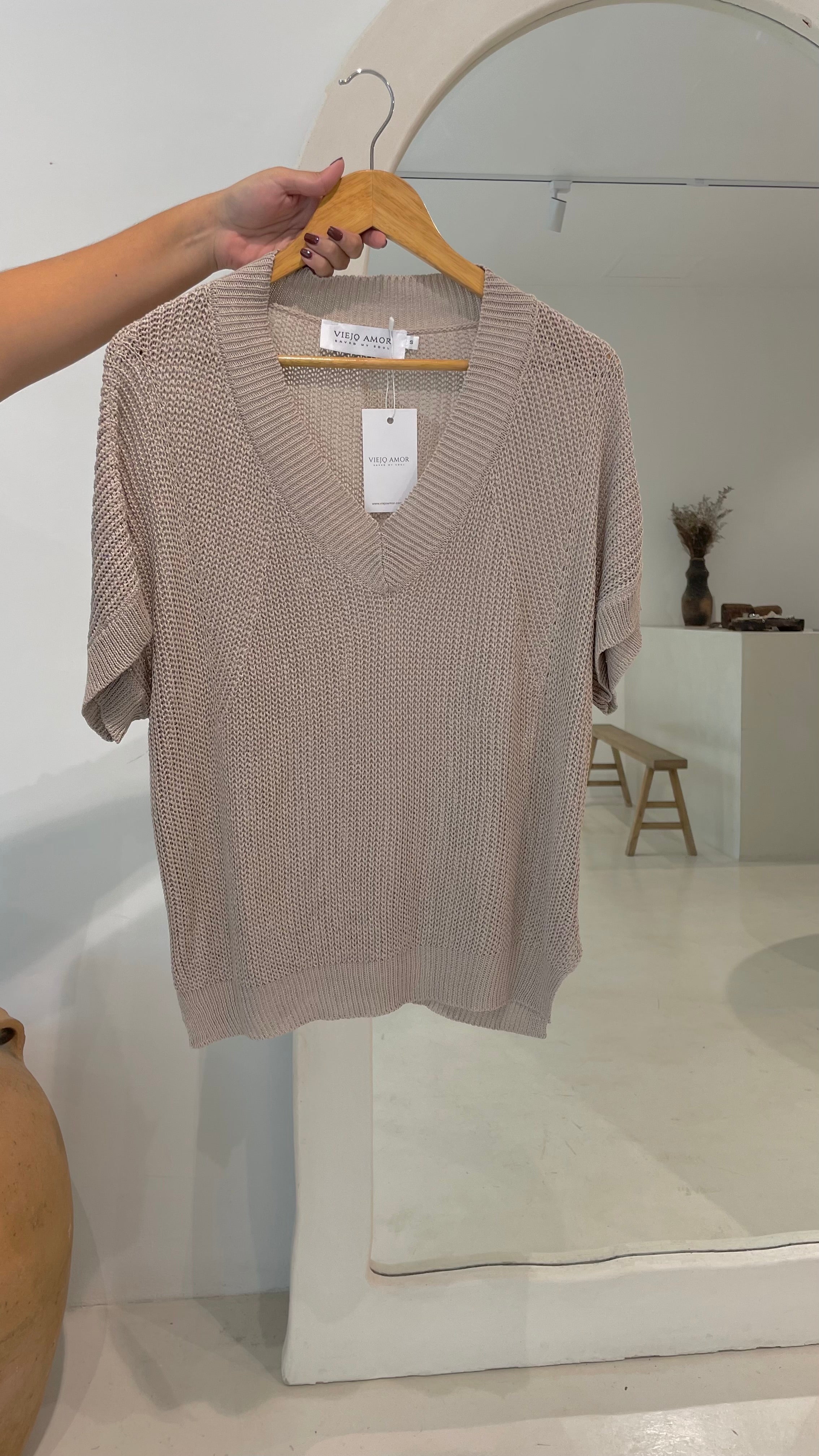 Jersey punto beige playa
