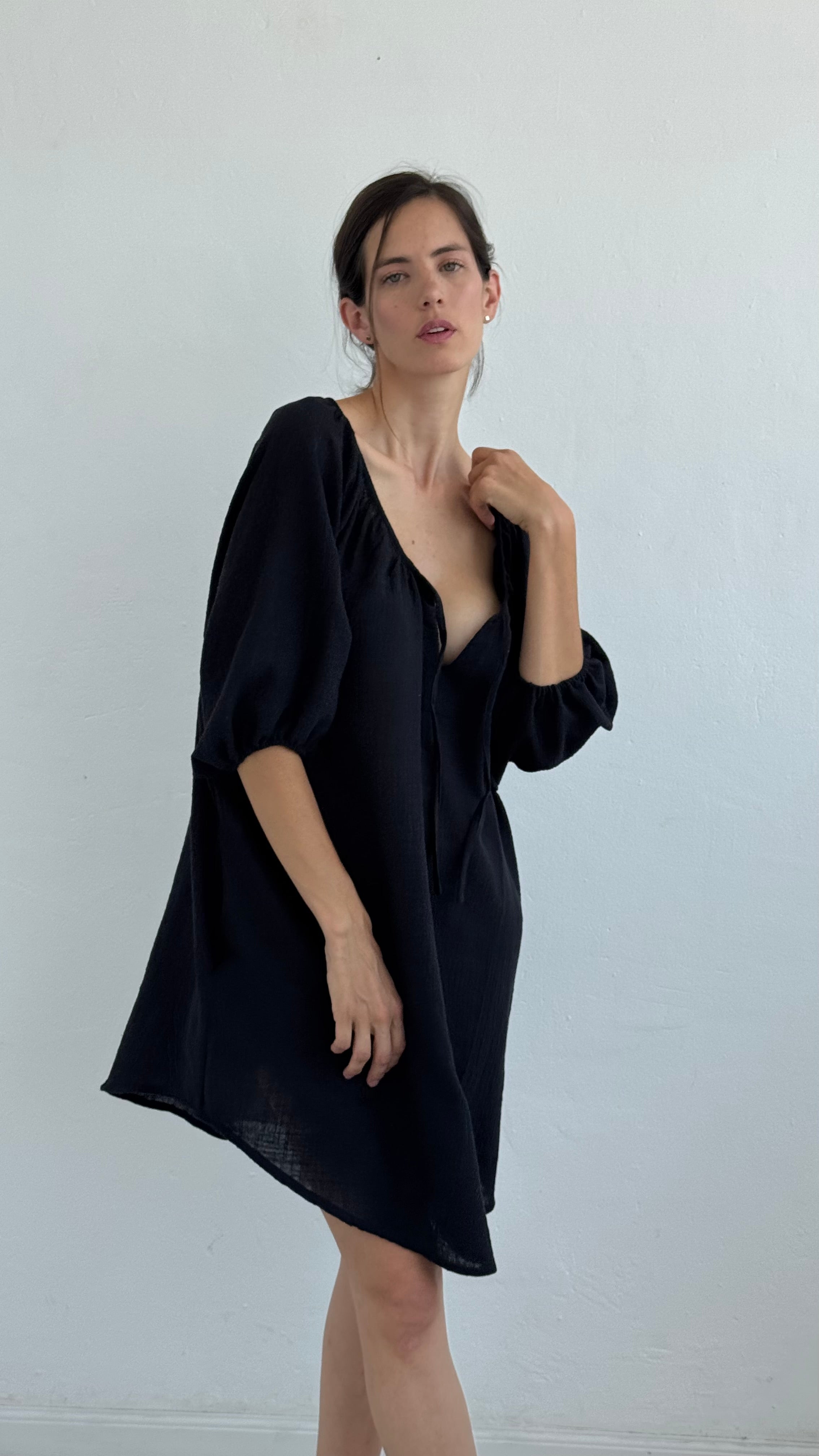 Vestido Galena Wash Cotton Black Playa