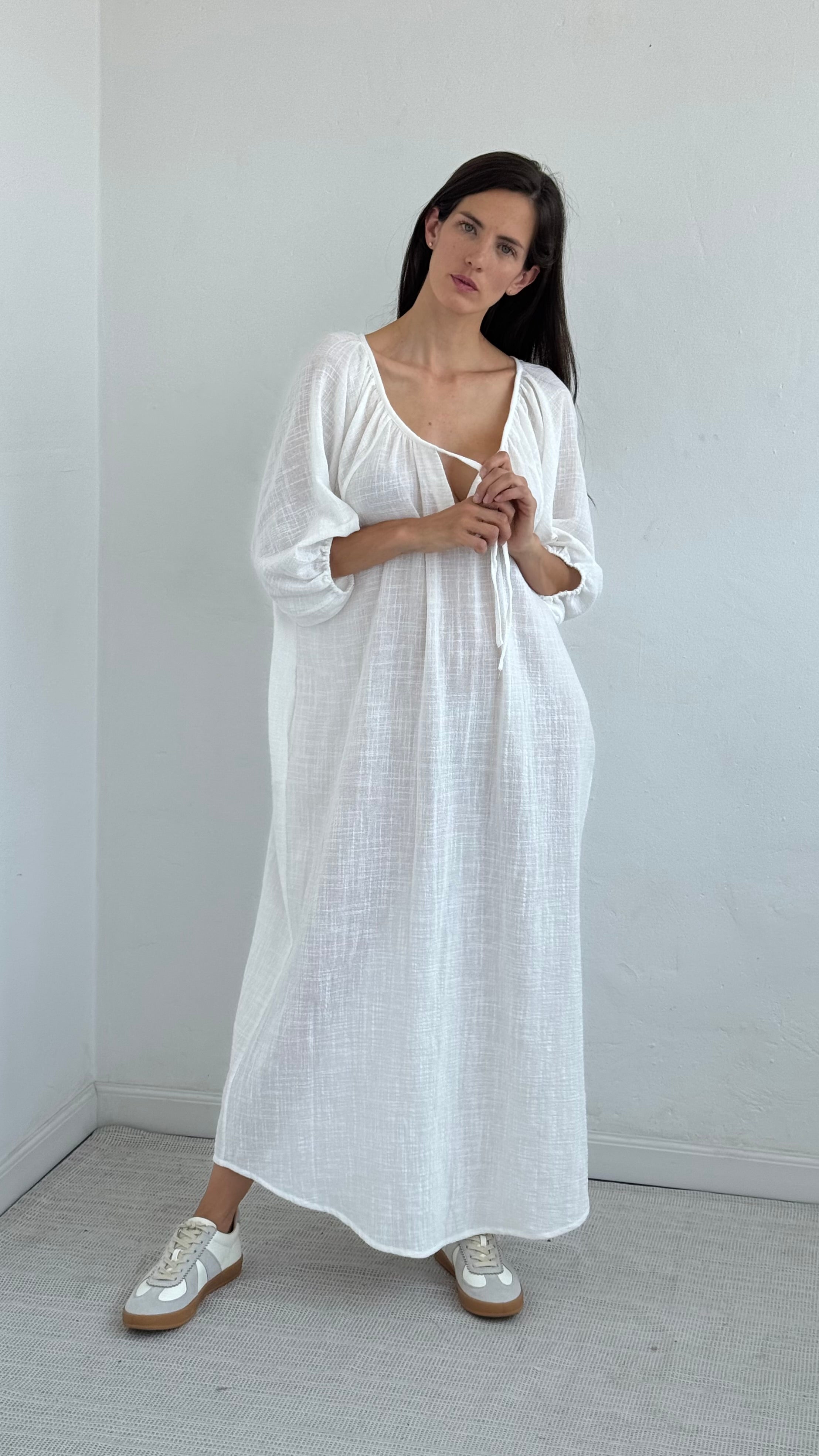 Maxi Vestido Galena  Wash White Playa
