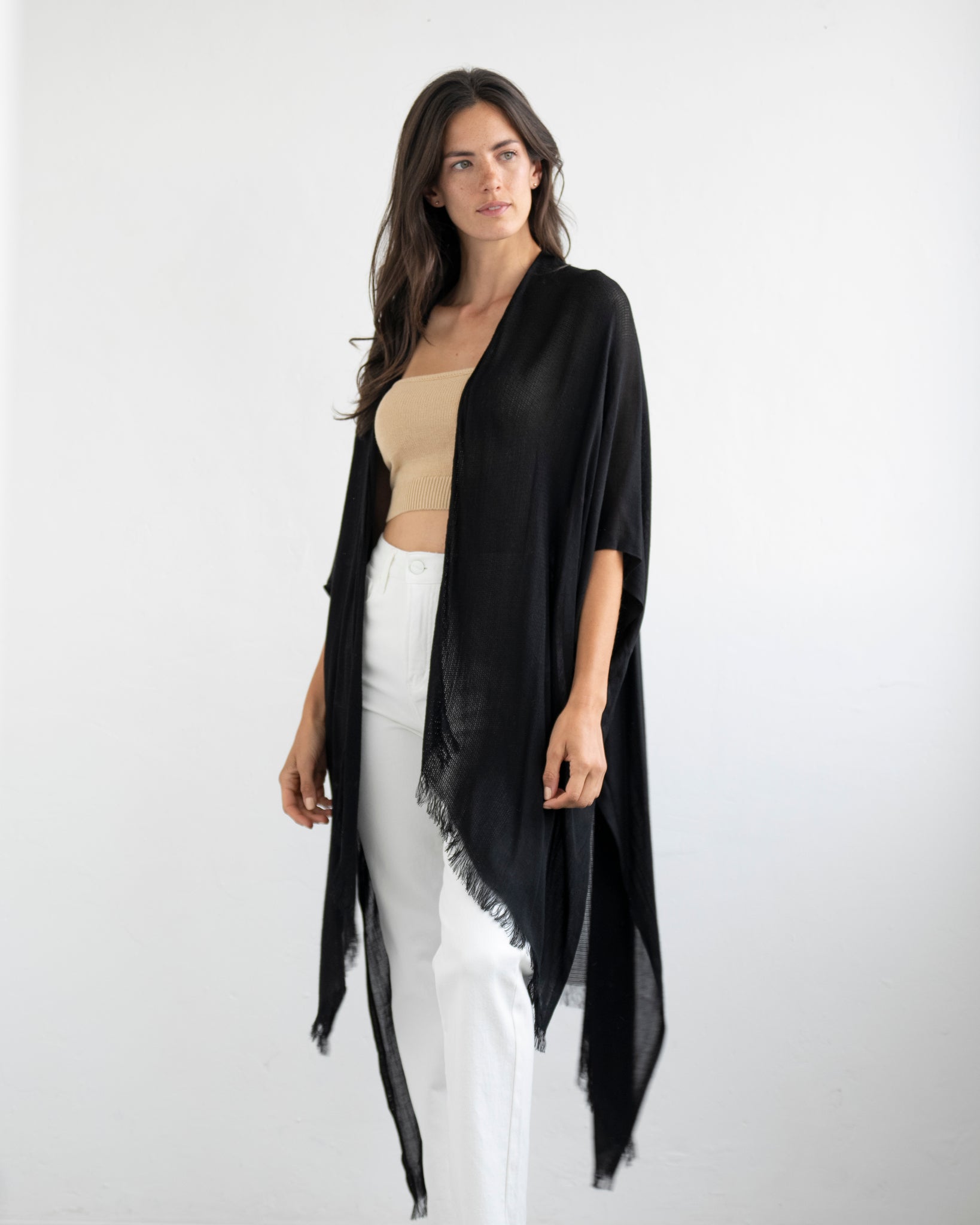 Kimono Negro Trim Playa