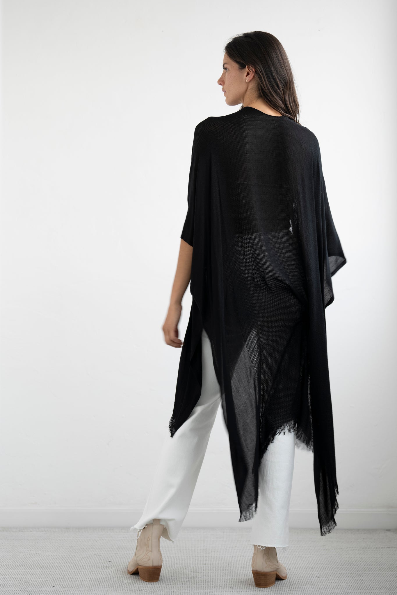 Kimono Negro Trim Playa