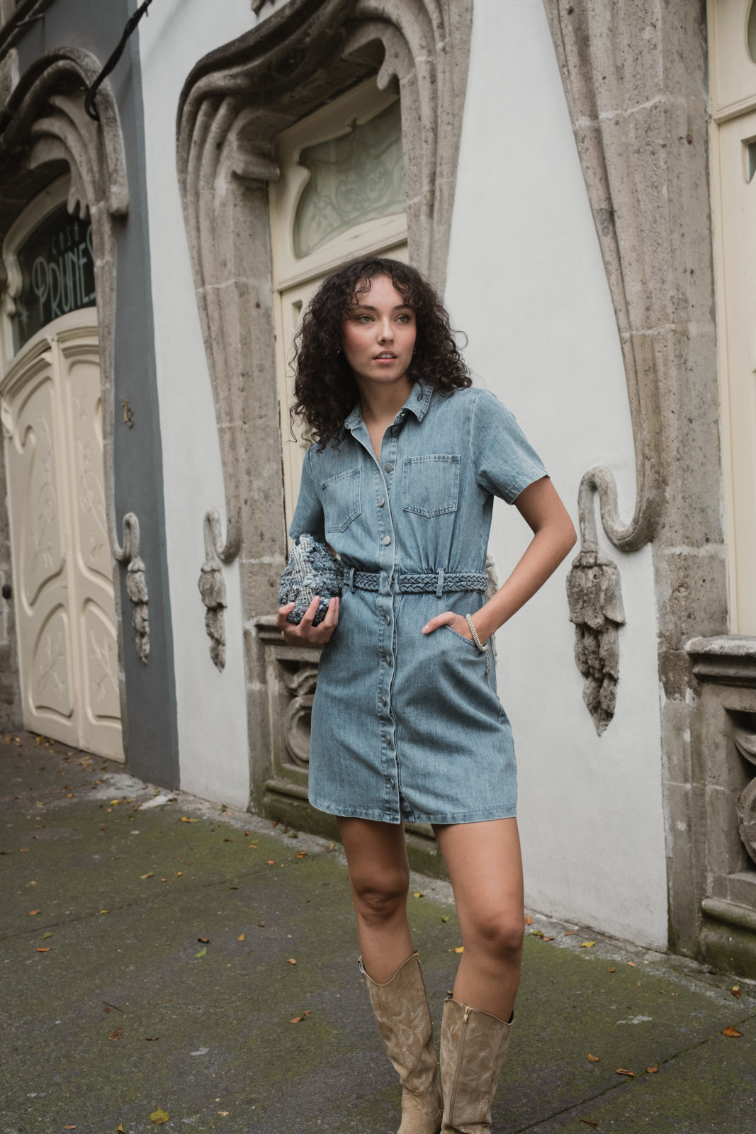 Vestido denim corto
