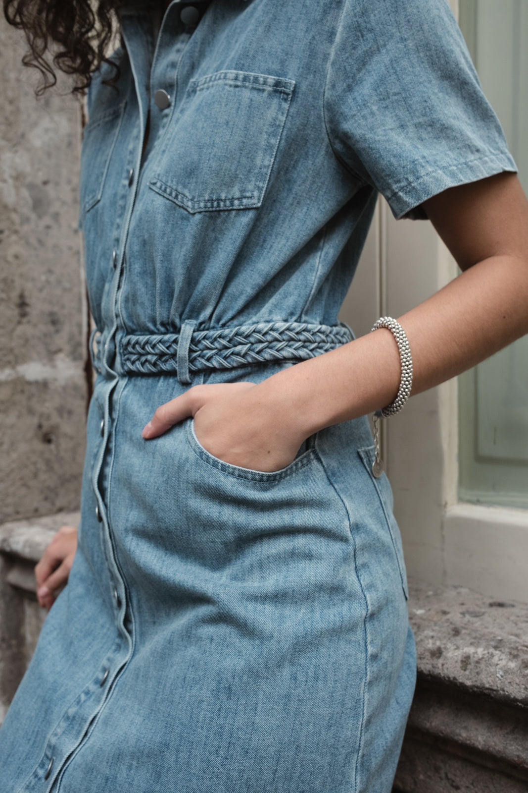 Vestido denim corto