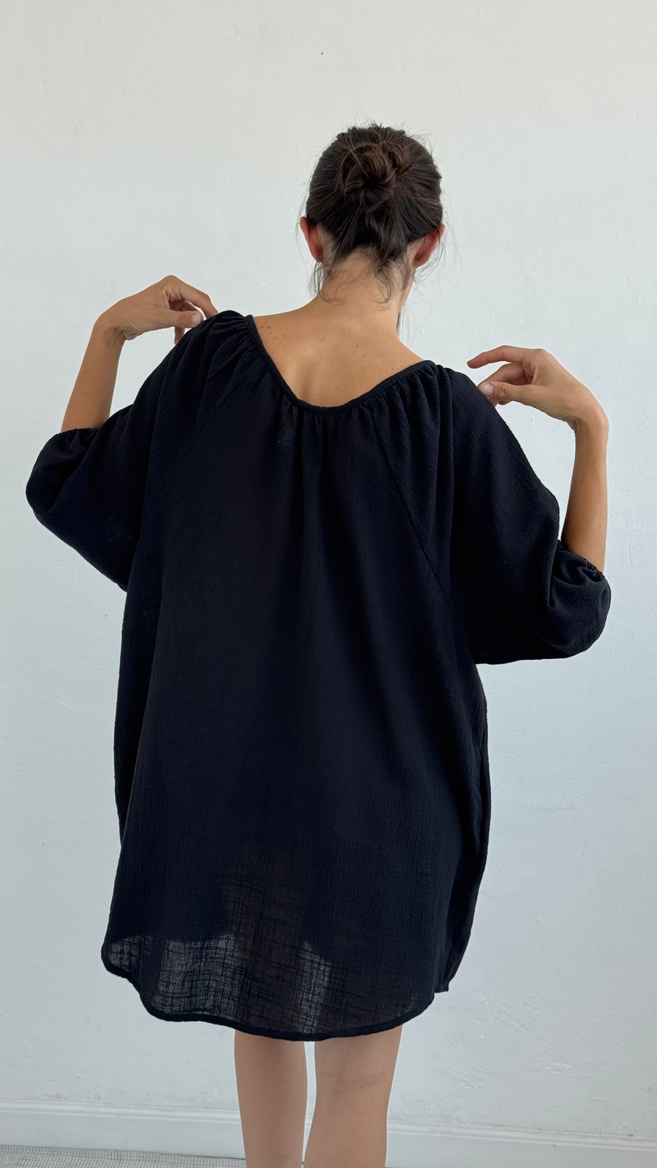 Vestido Galena Wash Cotton Black Playa