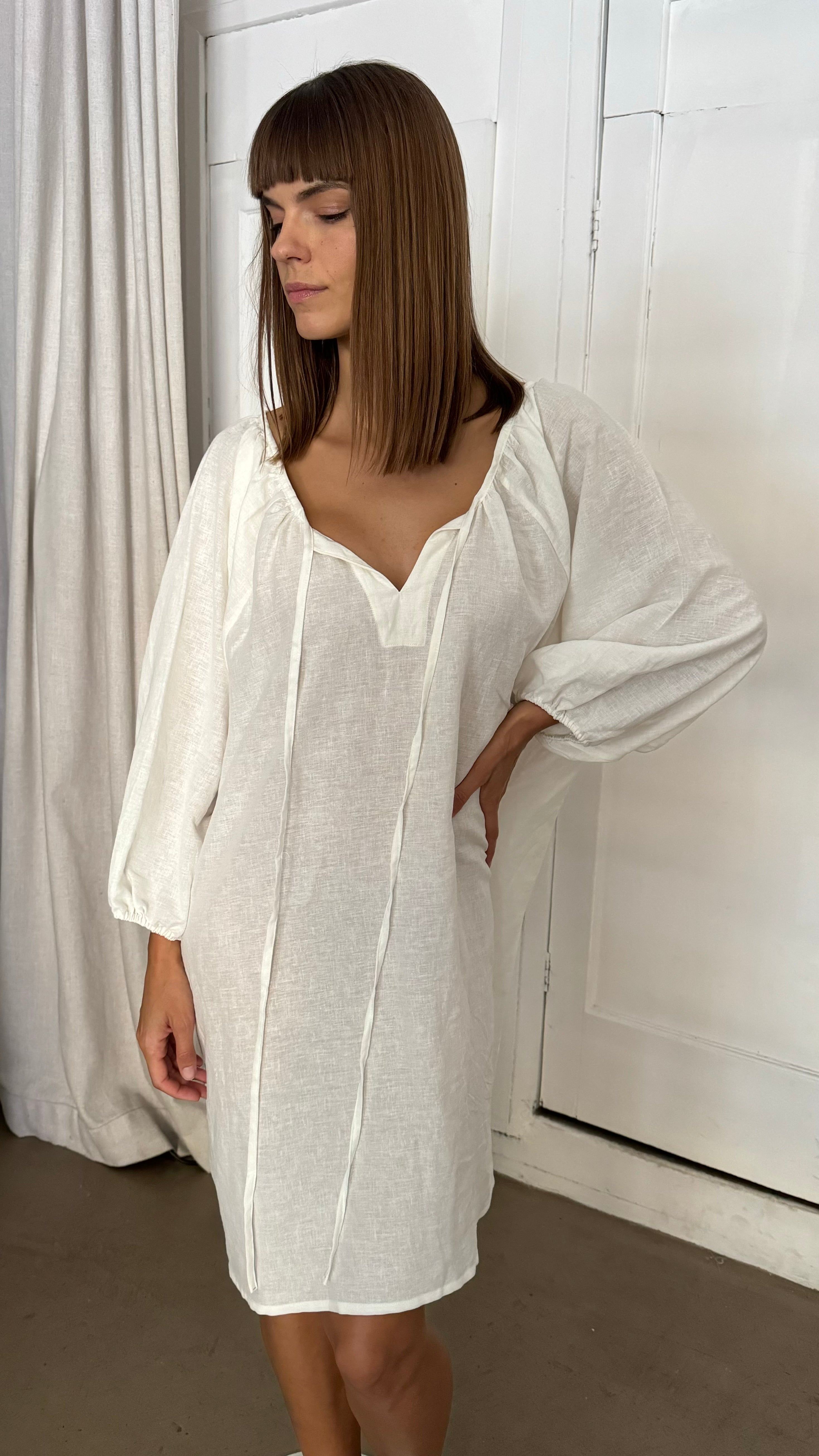 Vestido Galena Blanco Lino