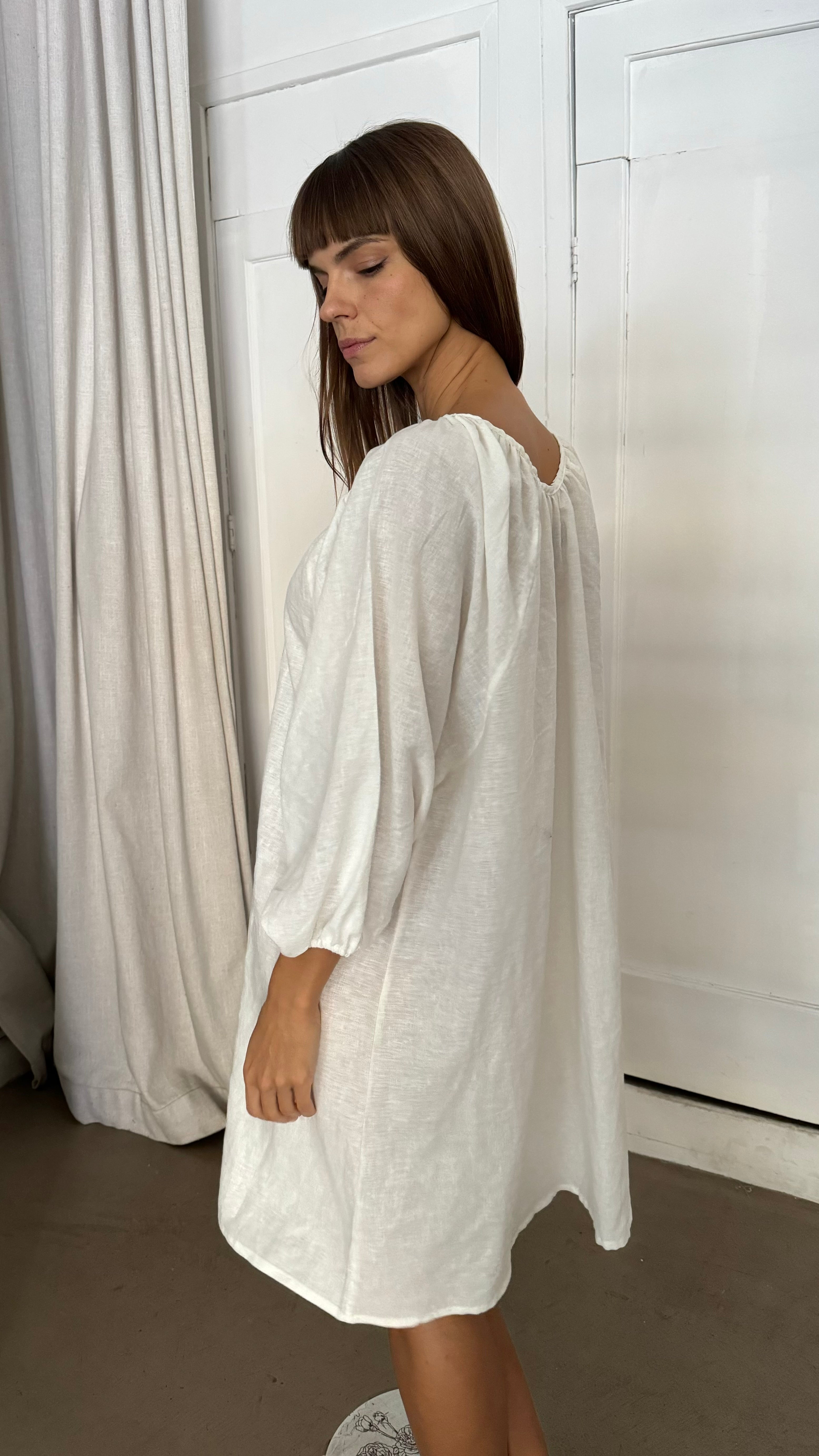 Vestido Galena Blanco Lino