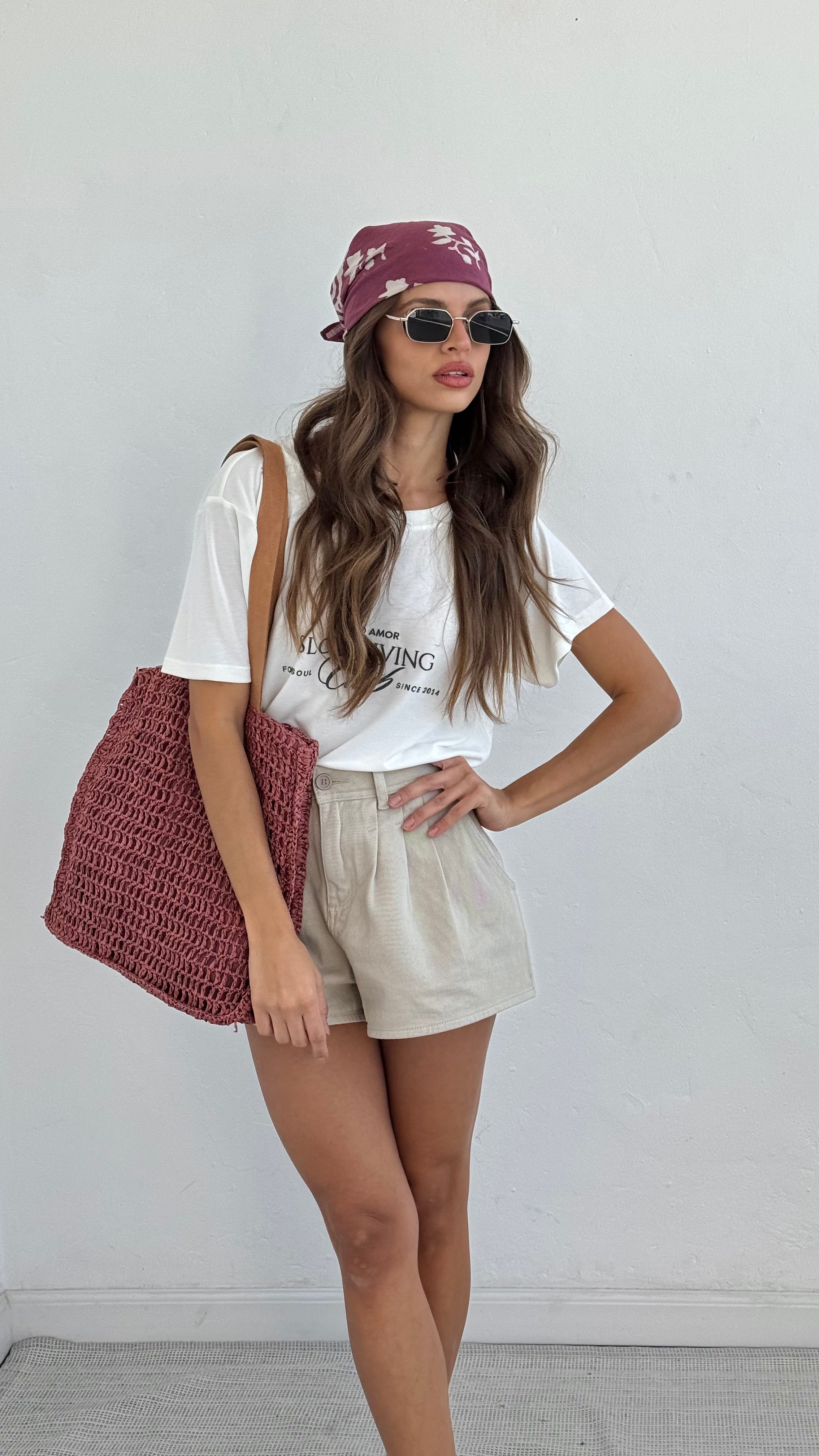 Bolso pink tejido
