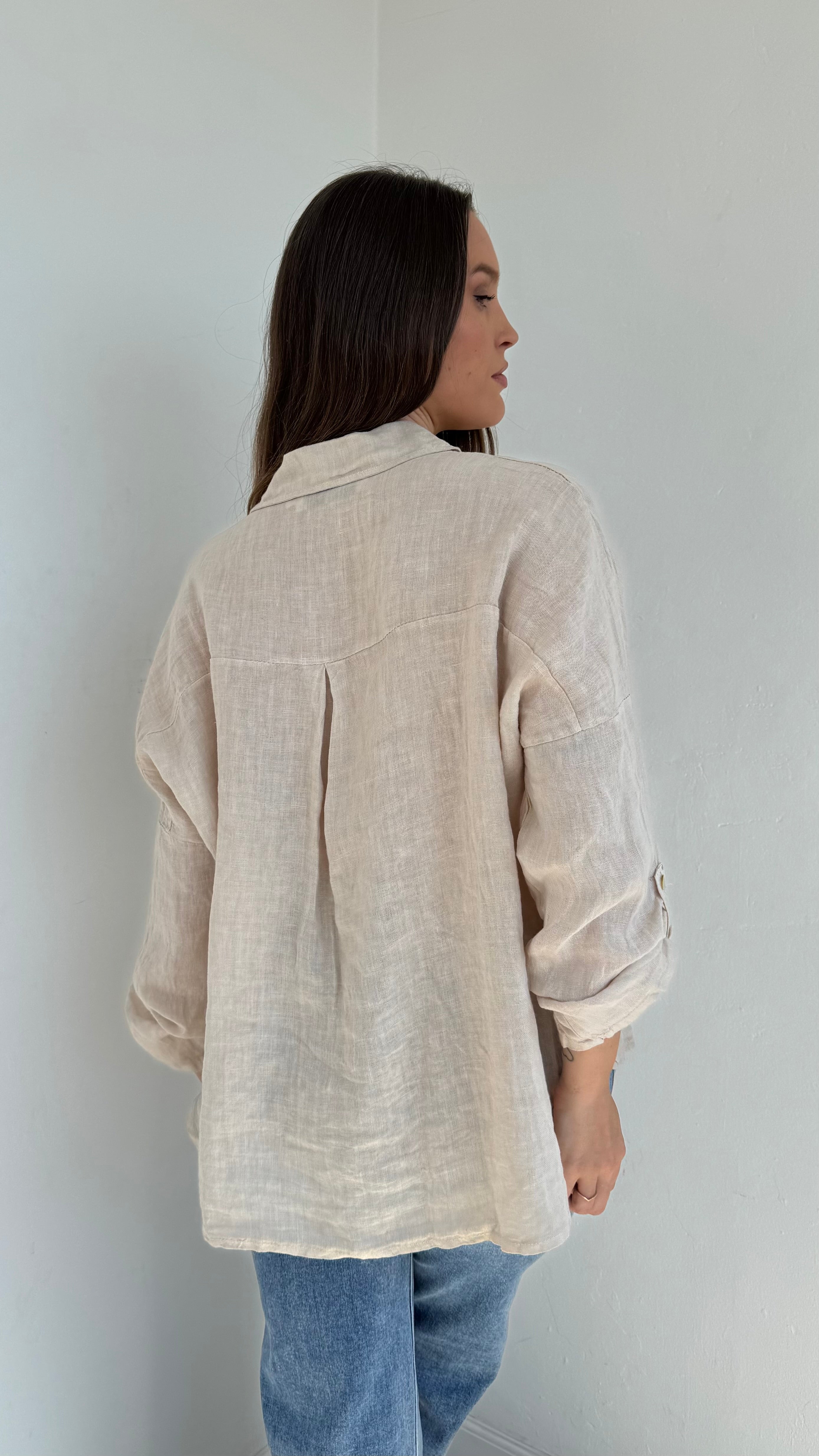 Camisa Lino Beige playa