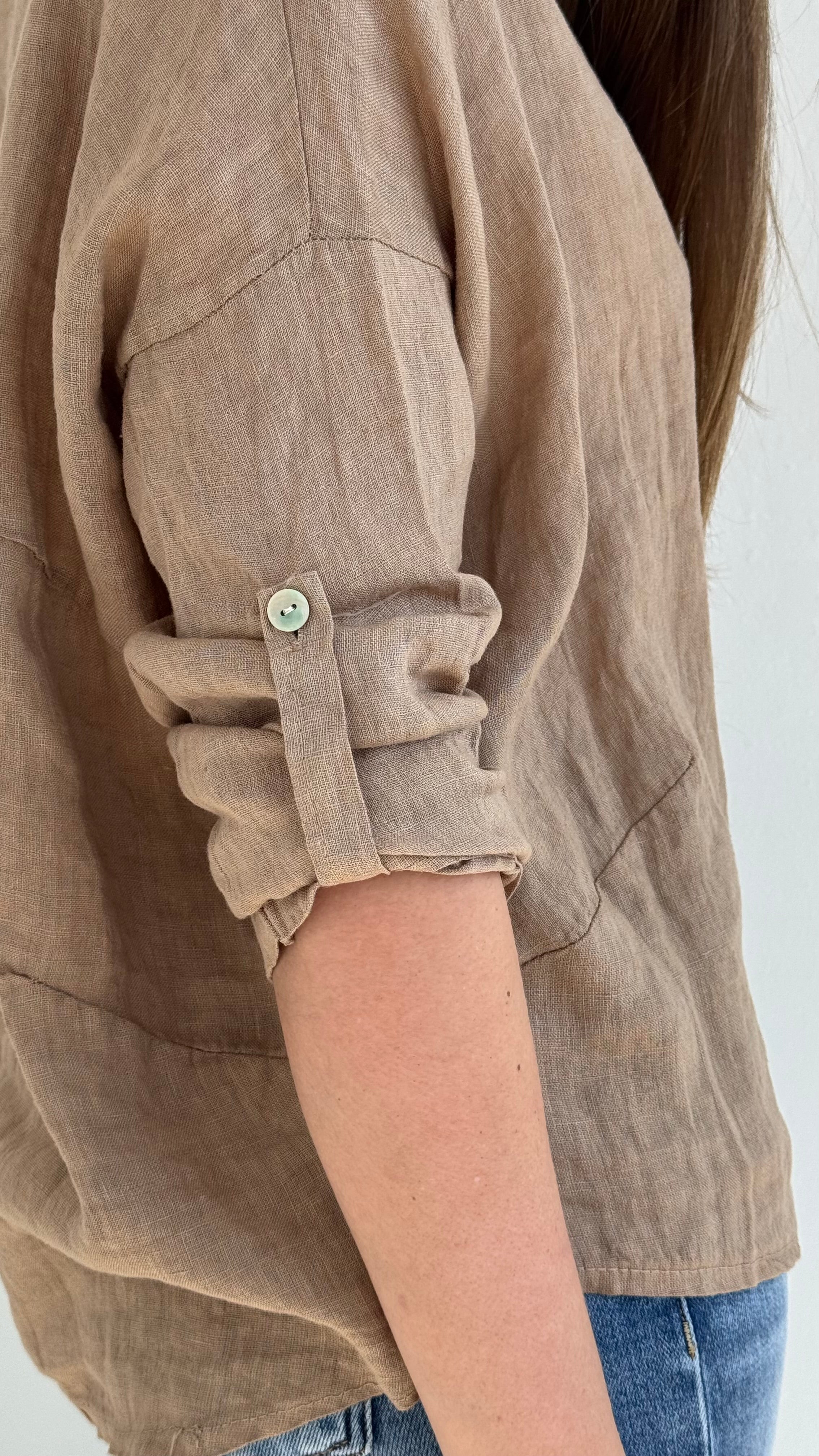 Camisa Lino taupe