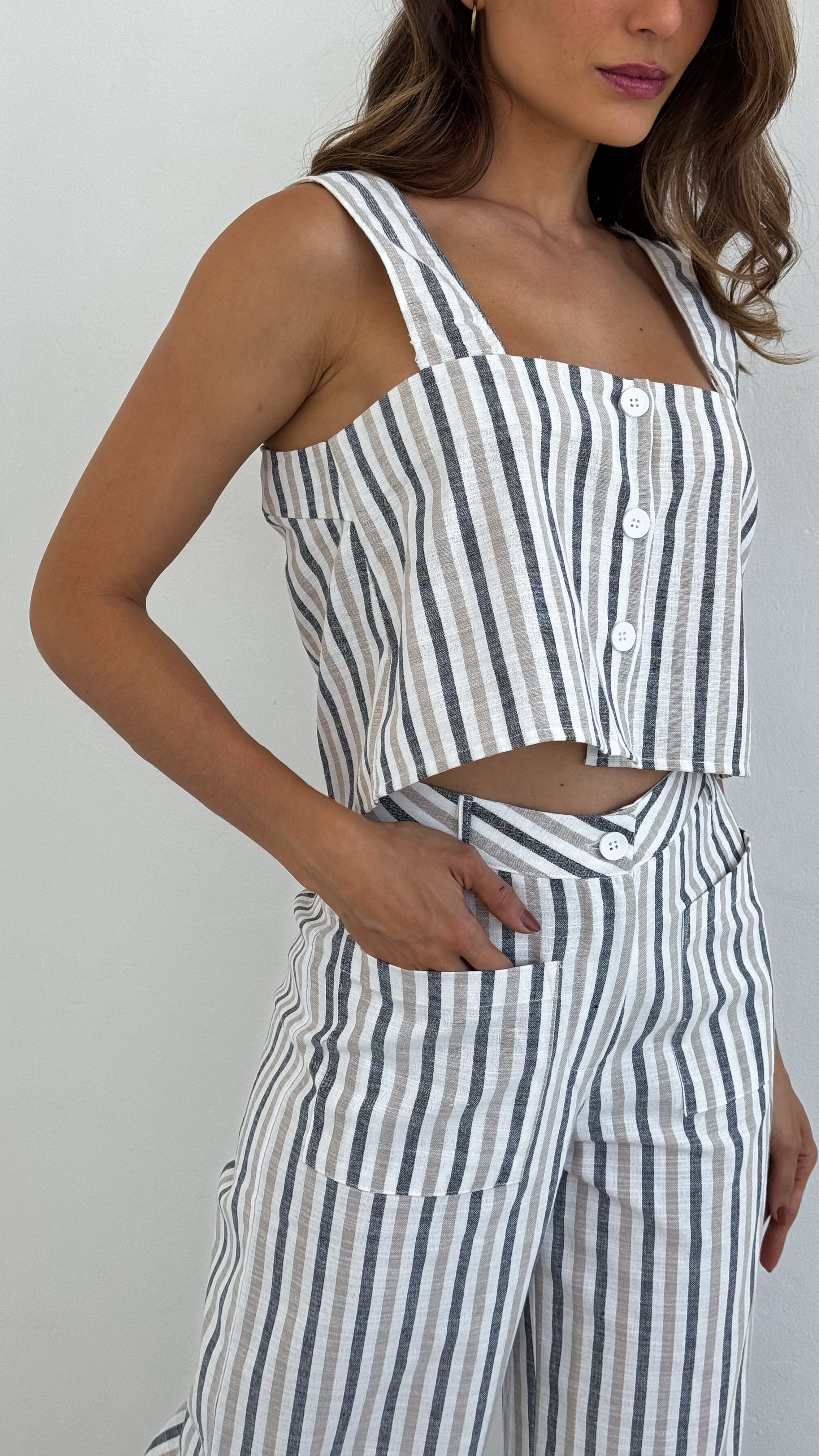 Top rayas tan / navy