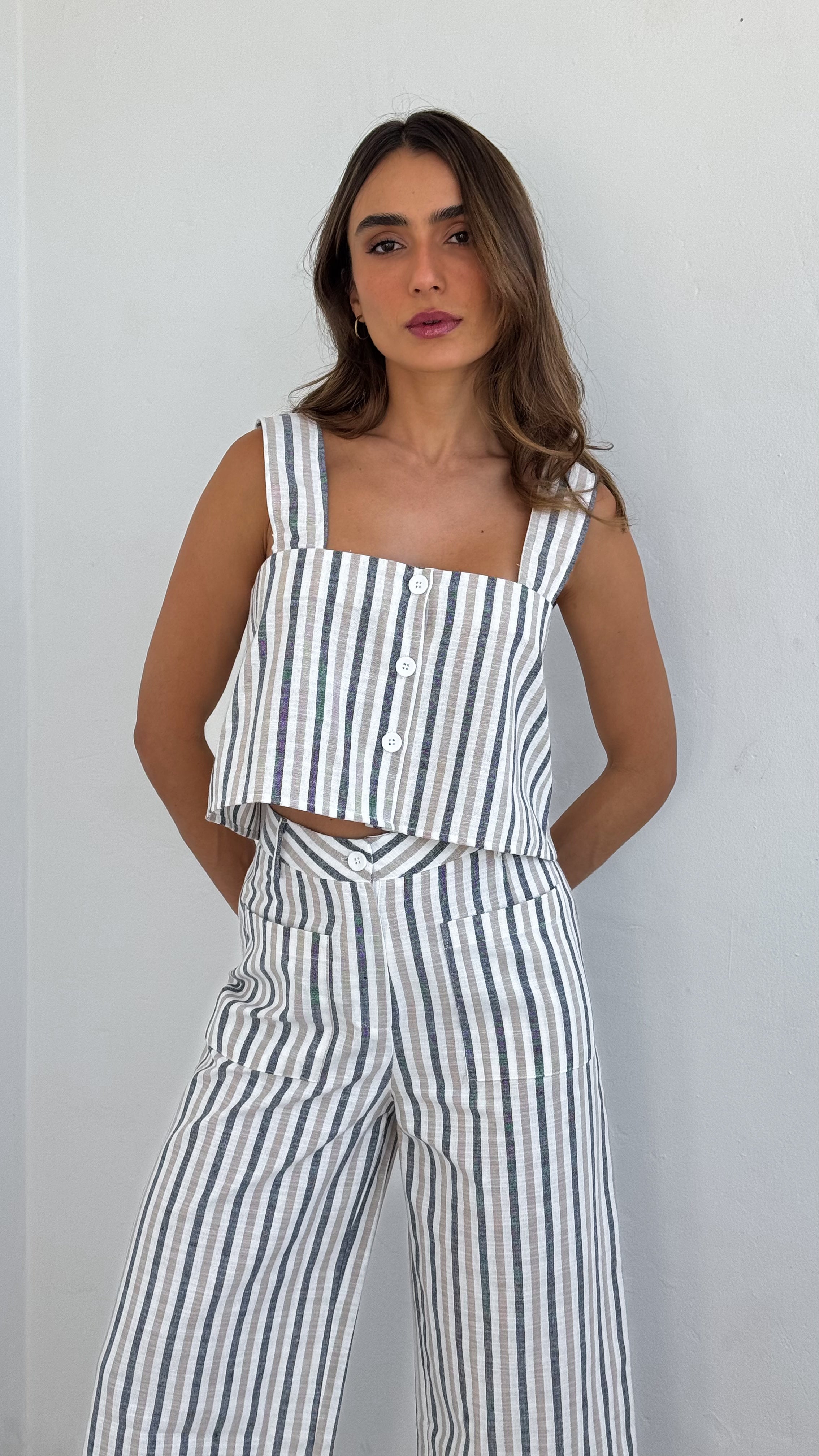 Top rayas tan / navy