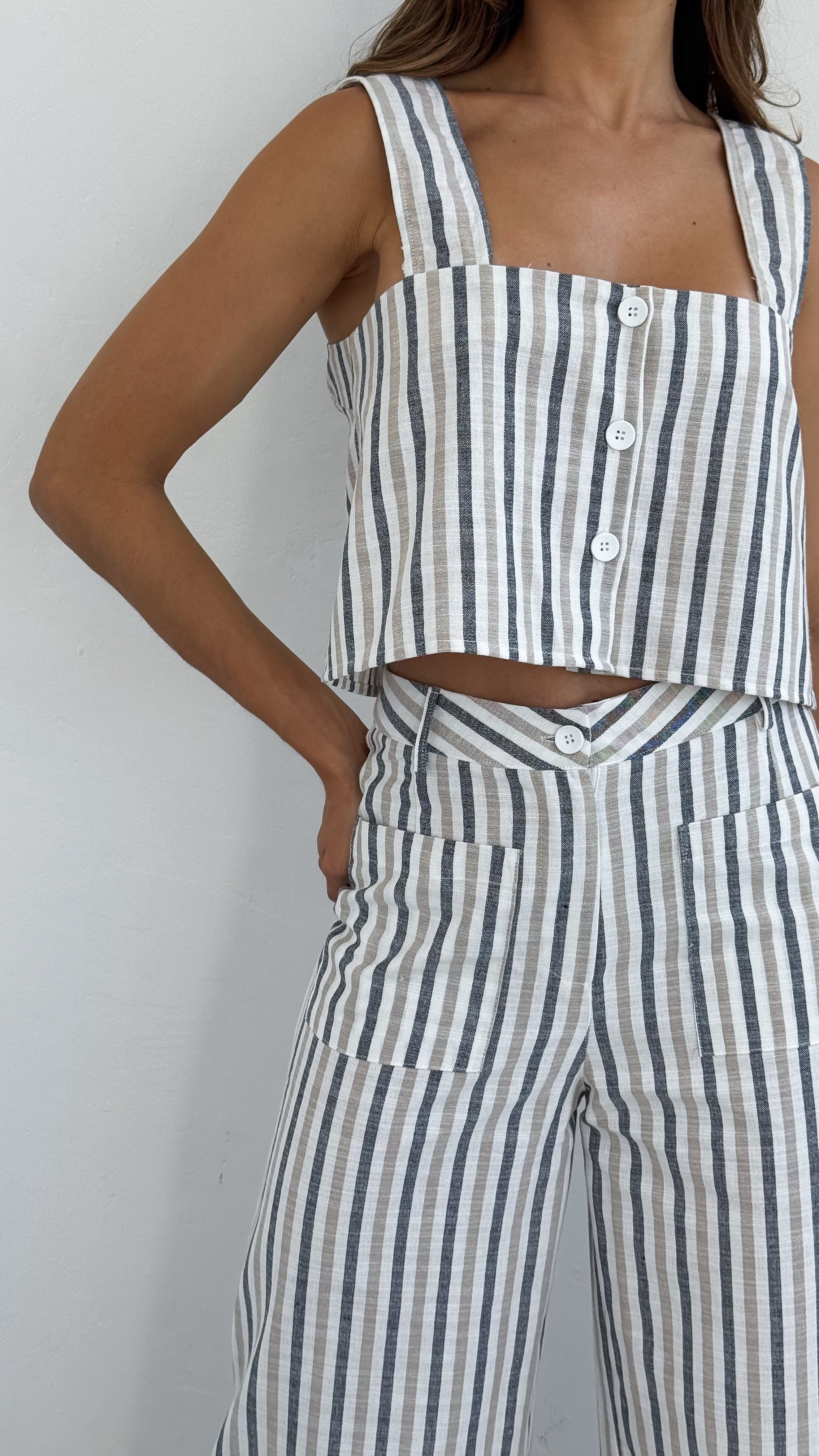 Top rayas tan / navy