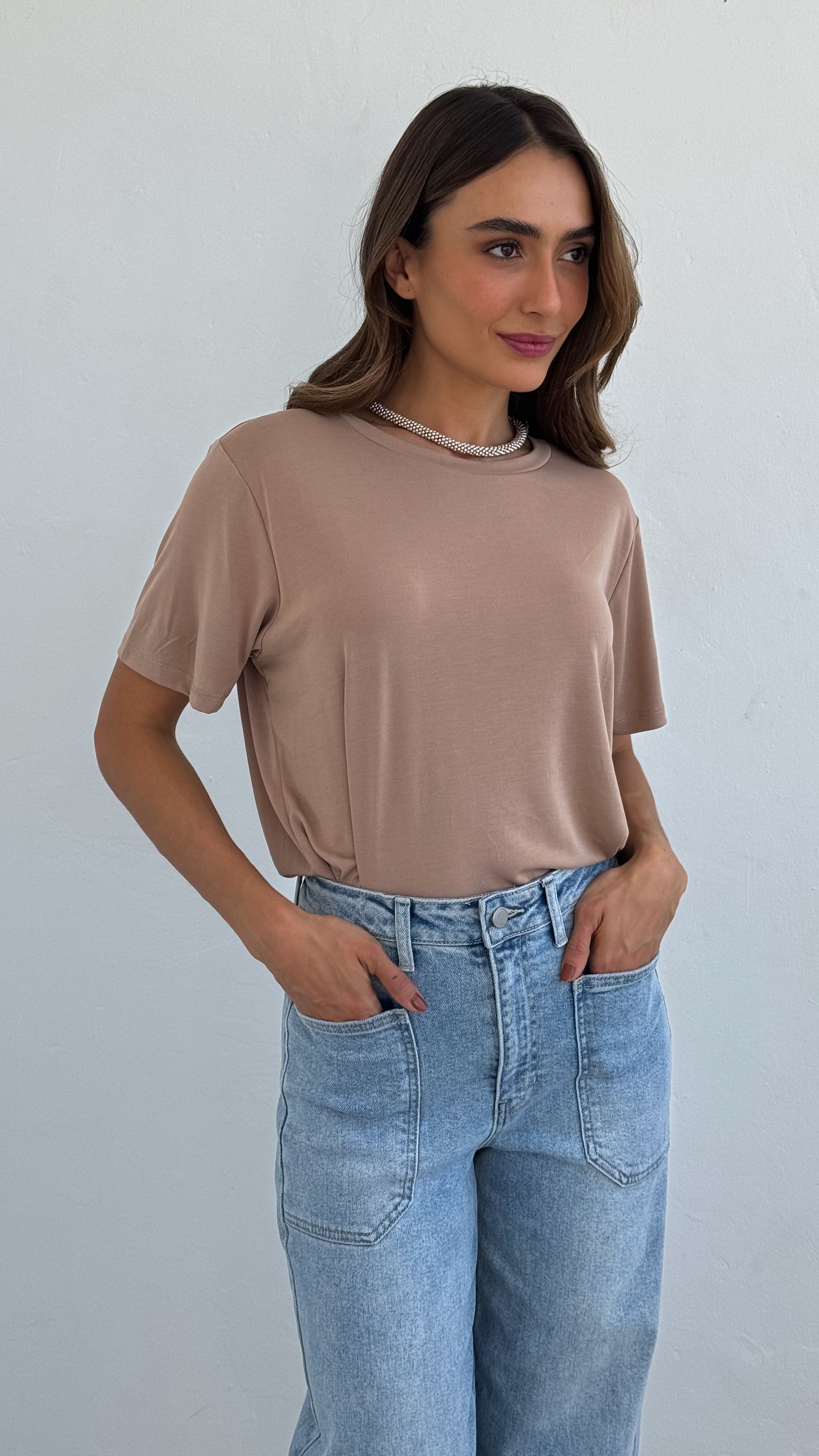 Camiseta lisa dark taupe