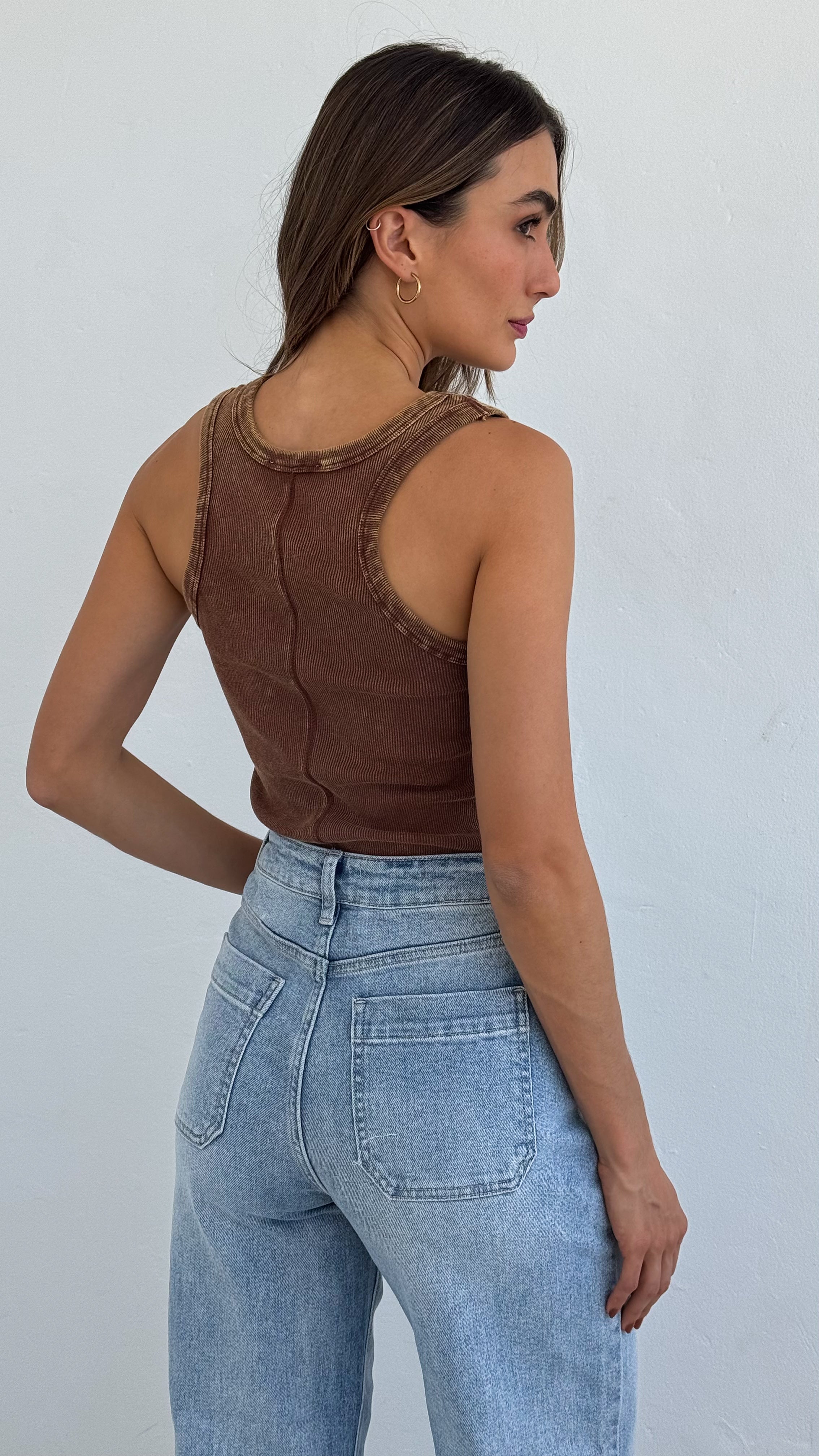 Top costuras chesnut