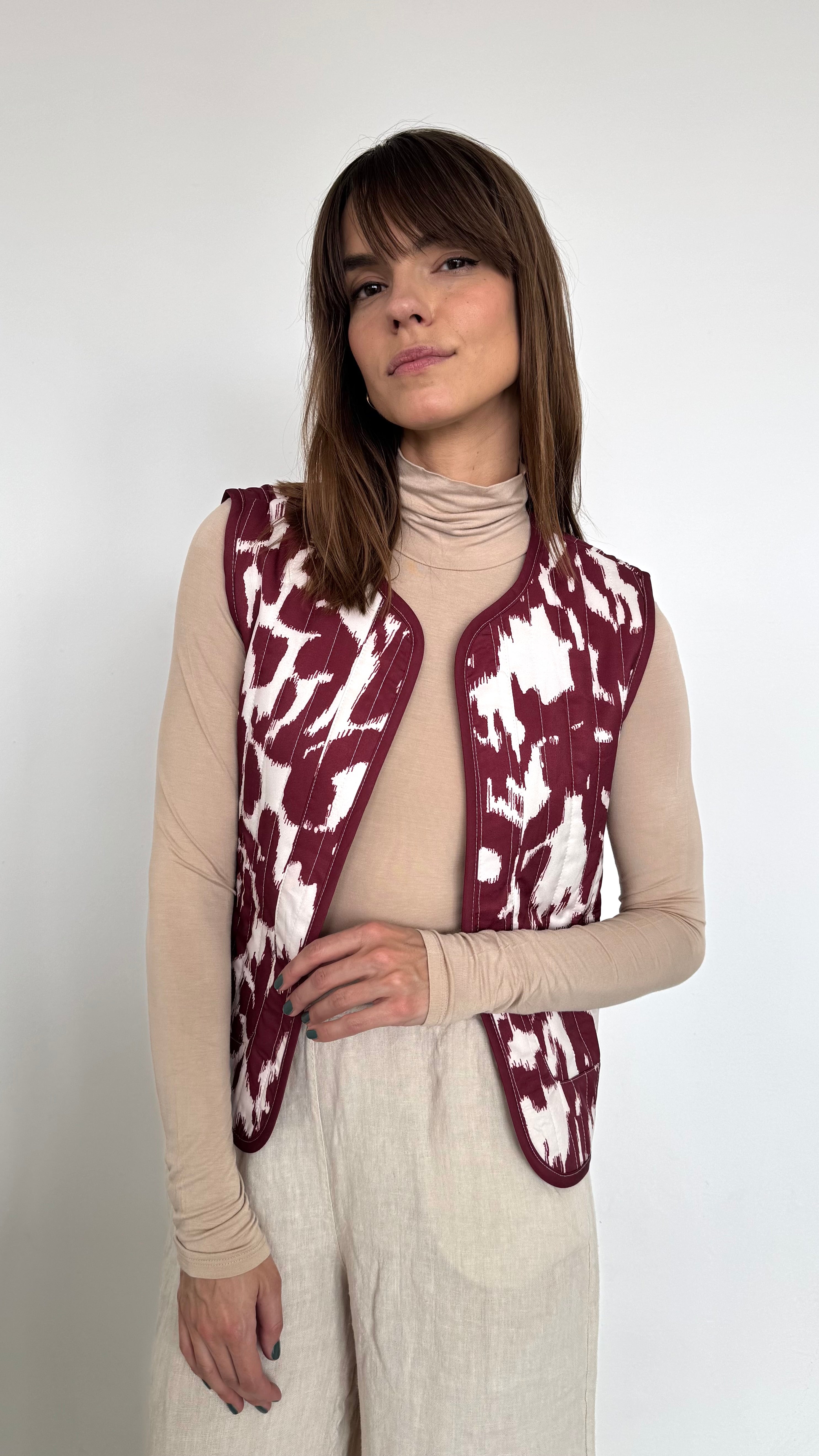 Chaleco Velvet print playa