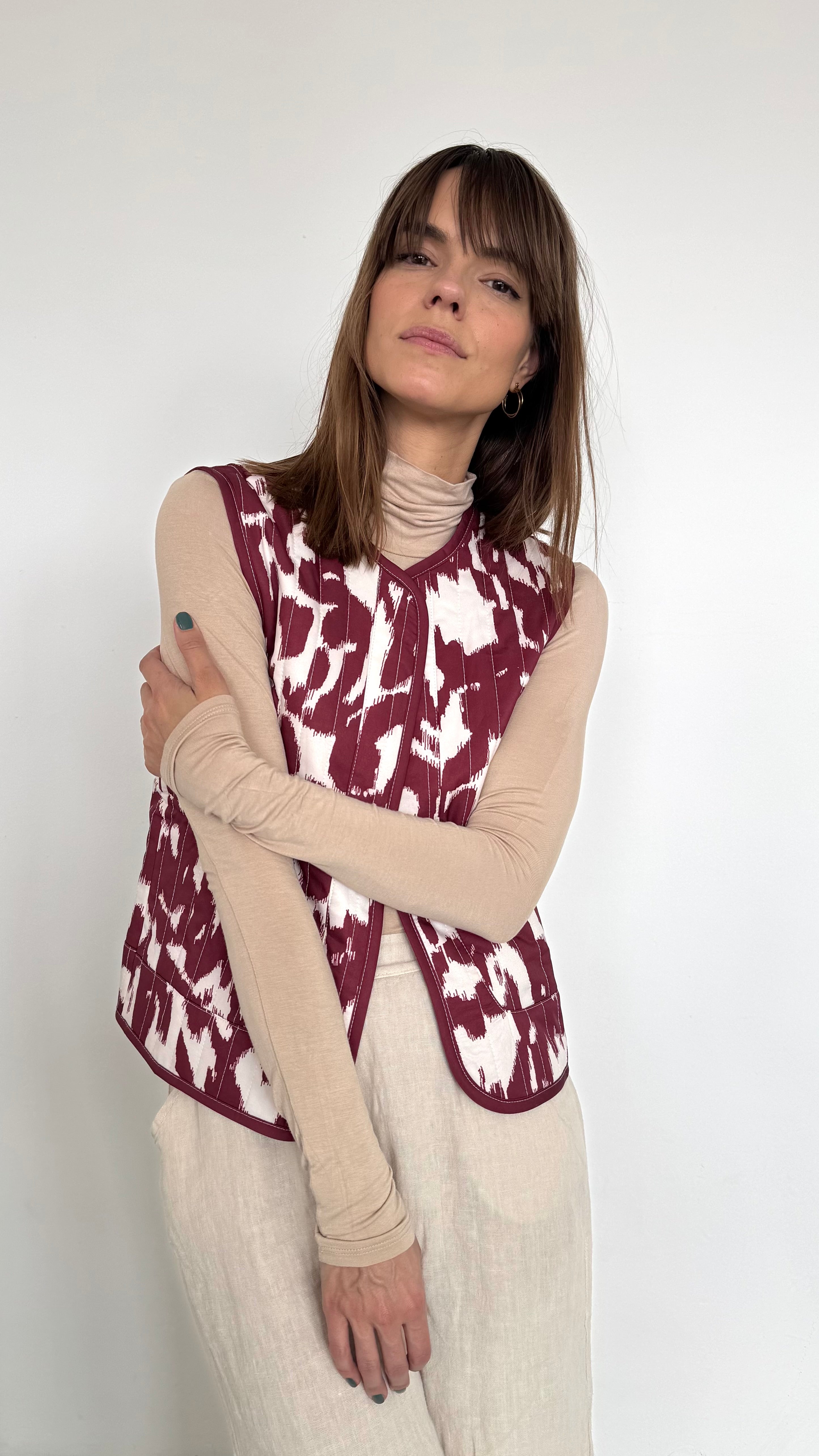 Chaleco Velvet print playa