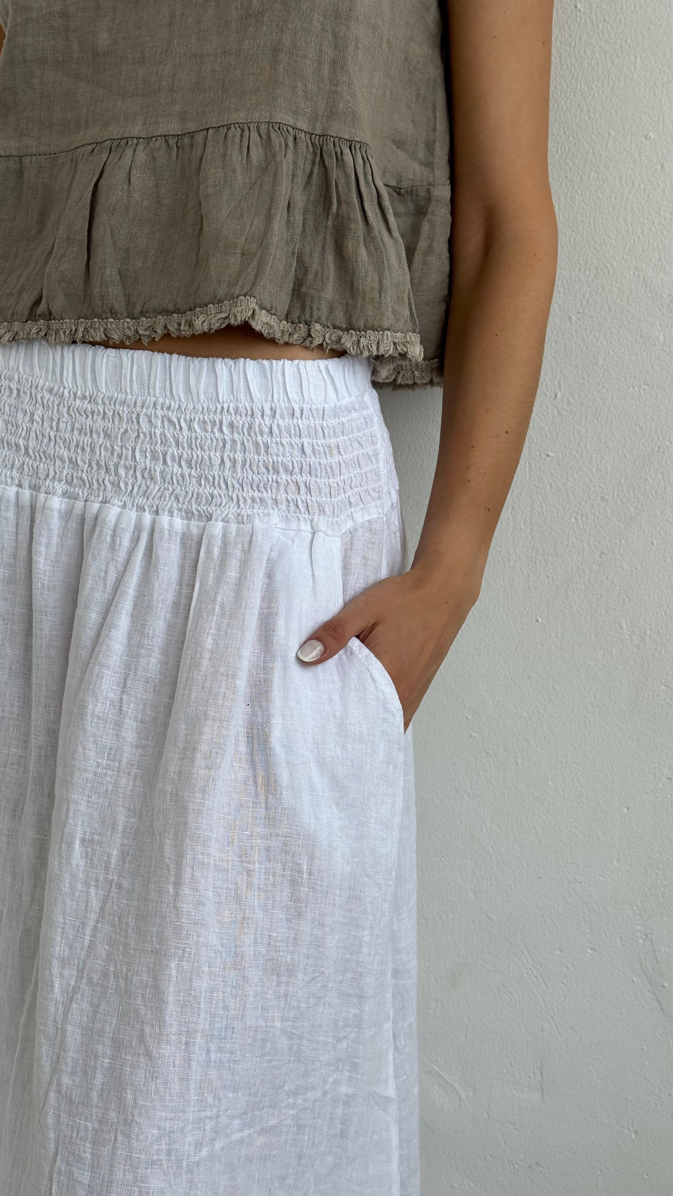 Falda Blanca Lino playa