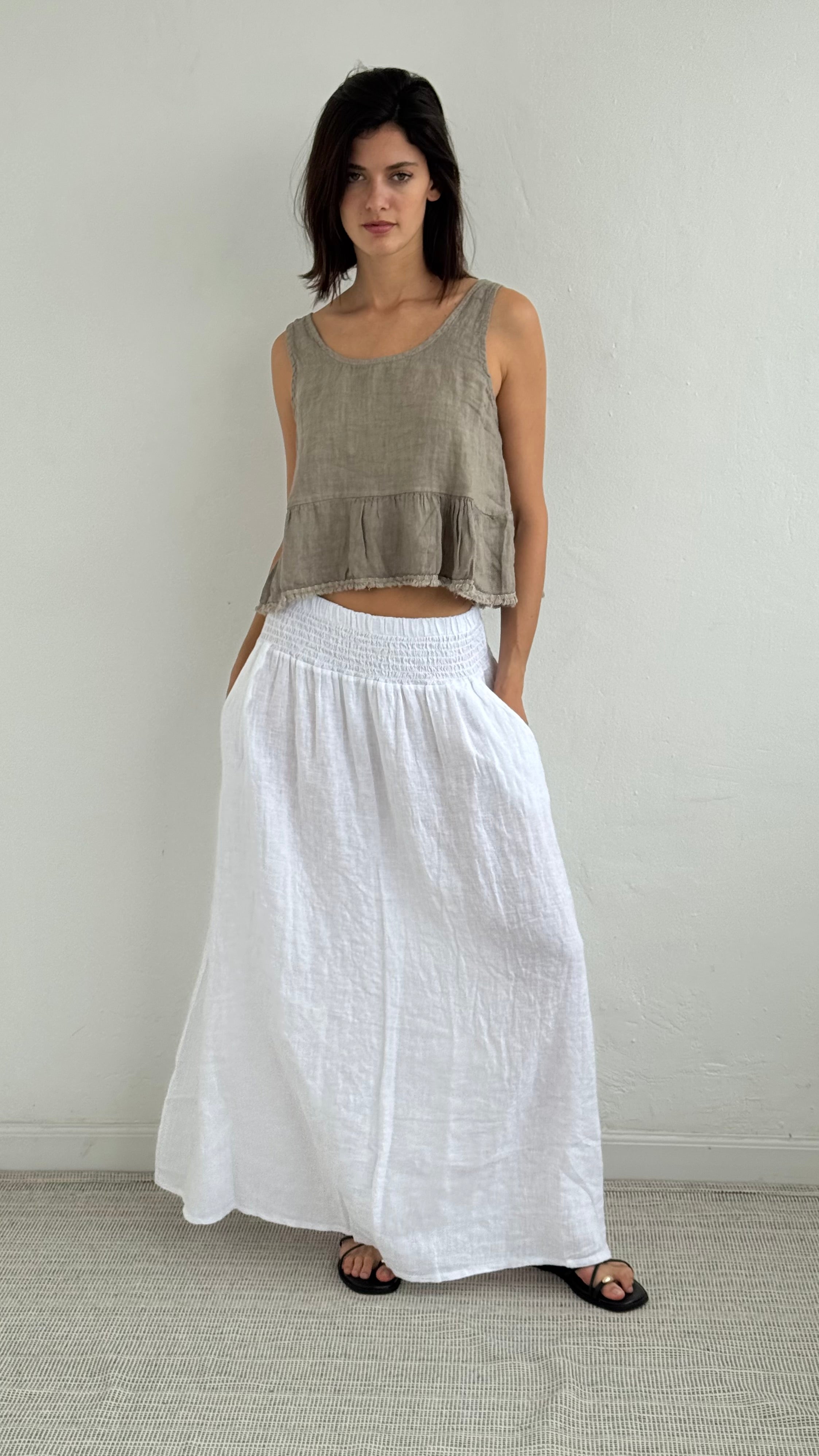 Falda Blanca Lino playa