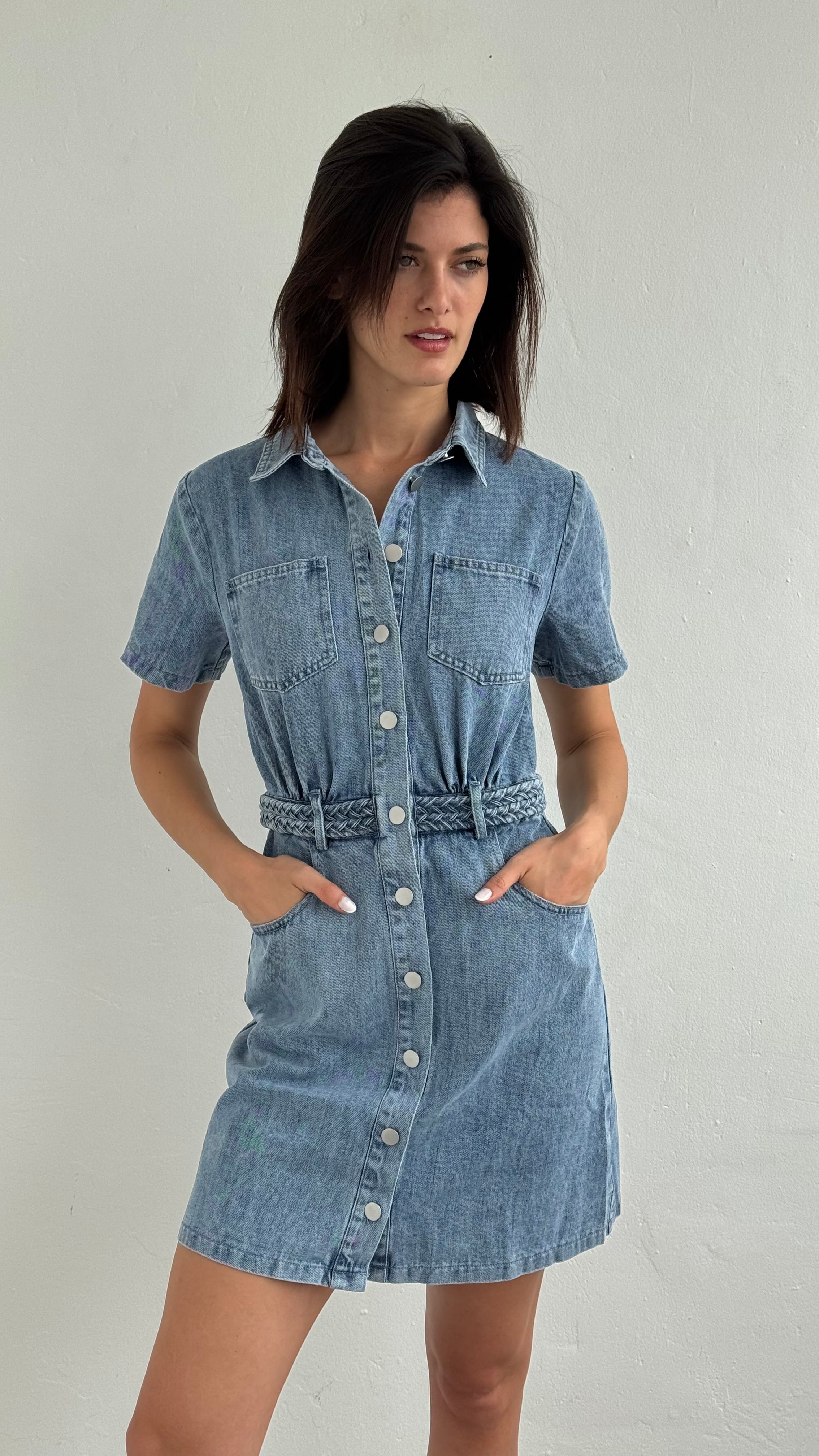 Vestido denim corto