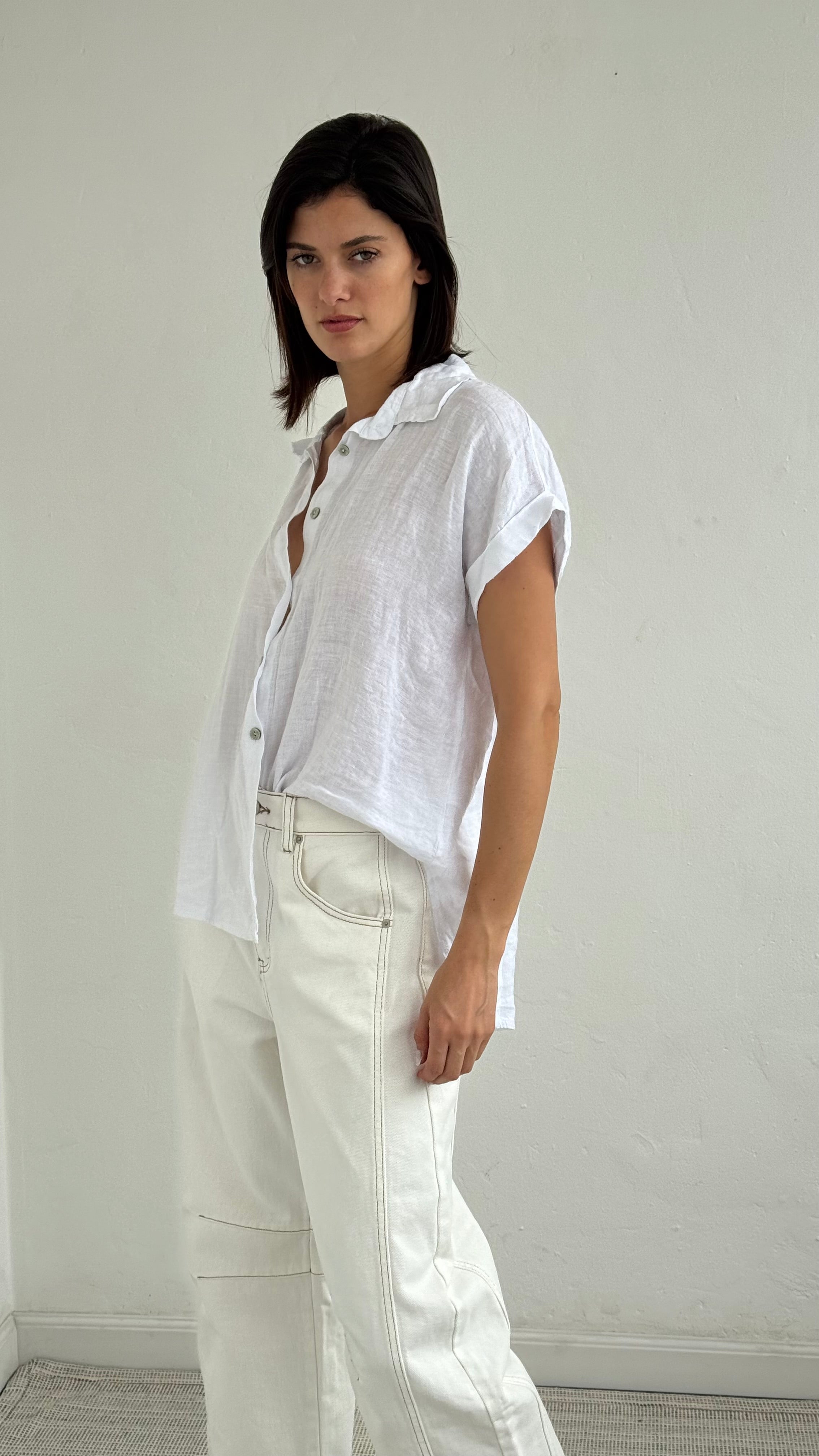 Camisa de lino blanca playa