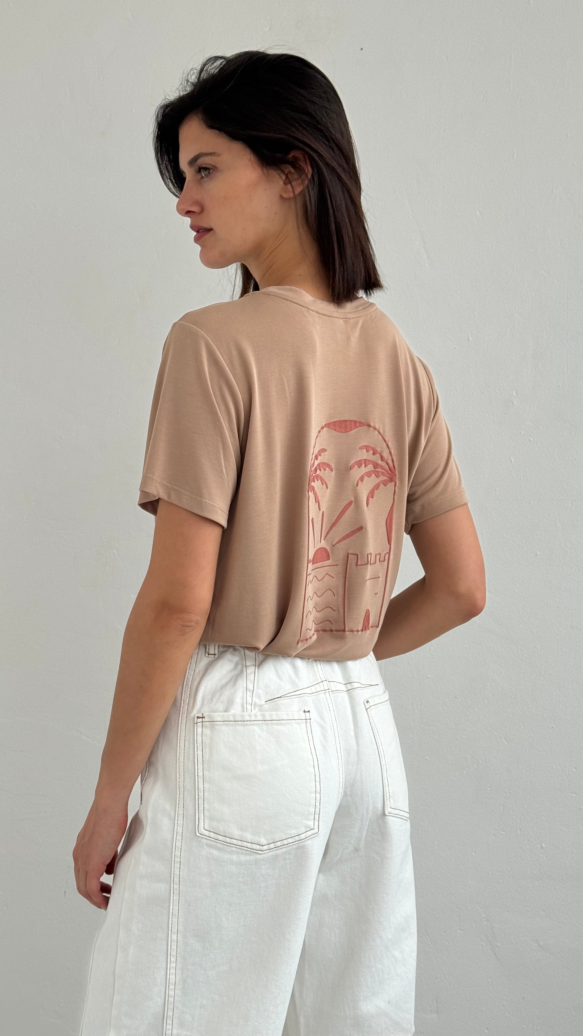Camiseta print dark taupe playa